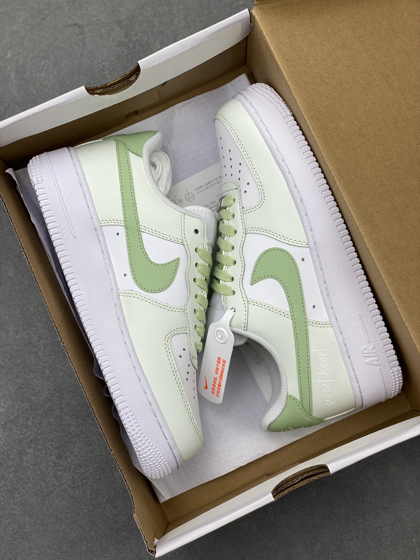 Nike Air Force 1 Low '07 'Sweet Heart' Custom Sneakers - Green Apple 10 i1720890777 4450 8