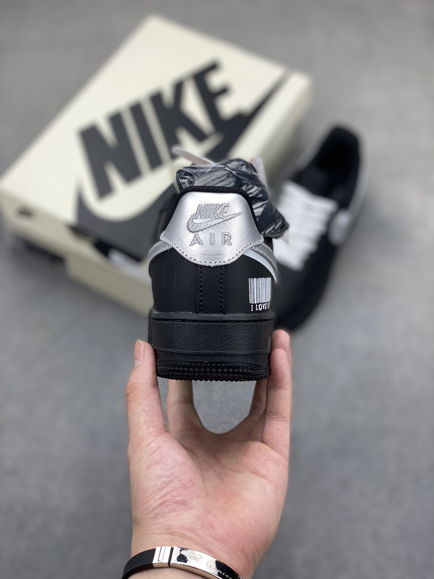 Nike Air Force 1 Black/Silver Custom Sneakers - Size 36 to 45 5 i1720984708 4061 2