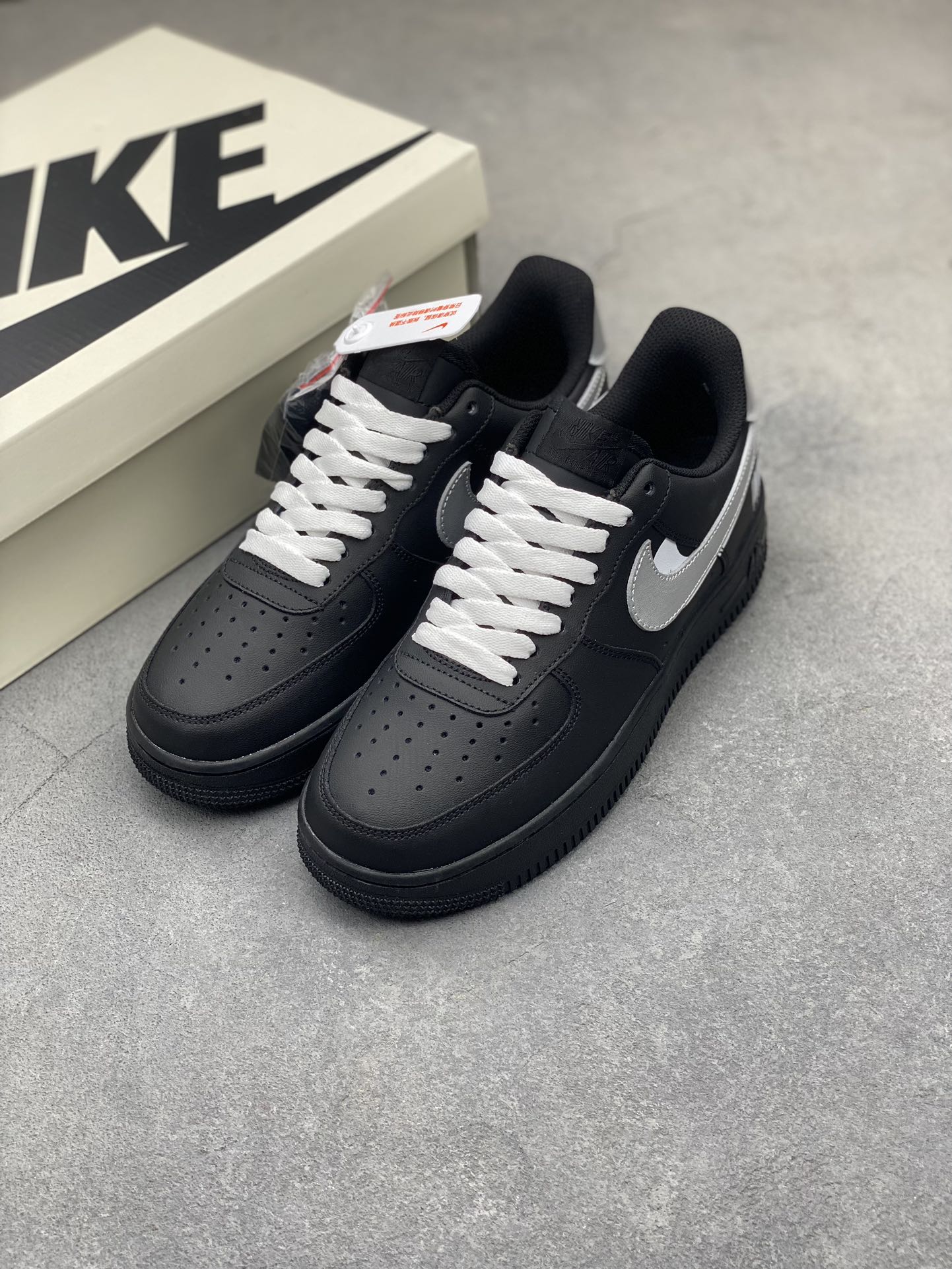 Nike Air Force 1 Black/Silver Custom Sneakers - Size 36 to 45 9 i1720984709 15 9
