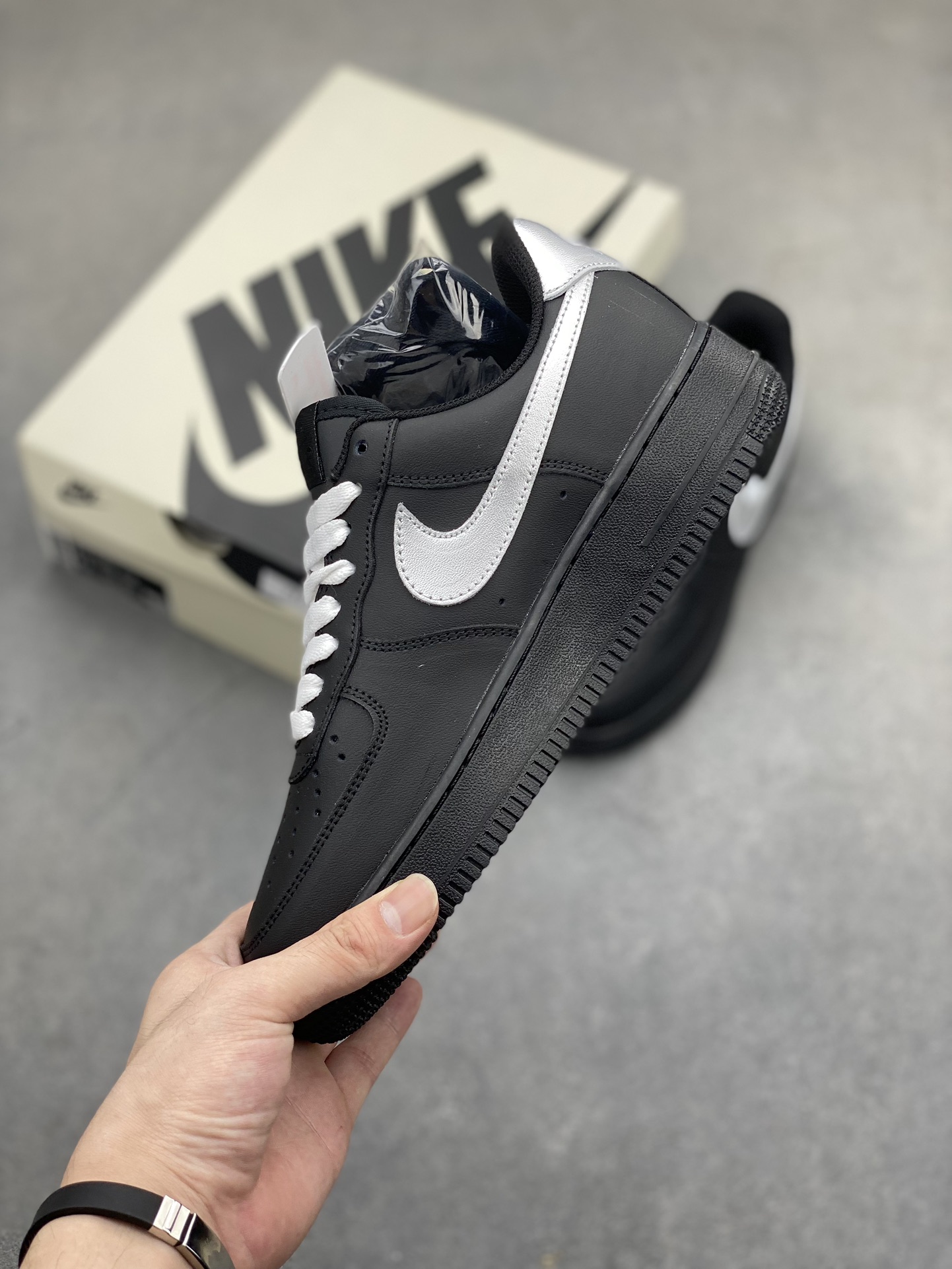 Nike Air Force 1 Black/Silver Custom Sneakers - Size 36 to 45 4 i1720984709 3137 7
