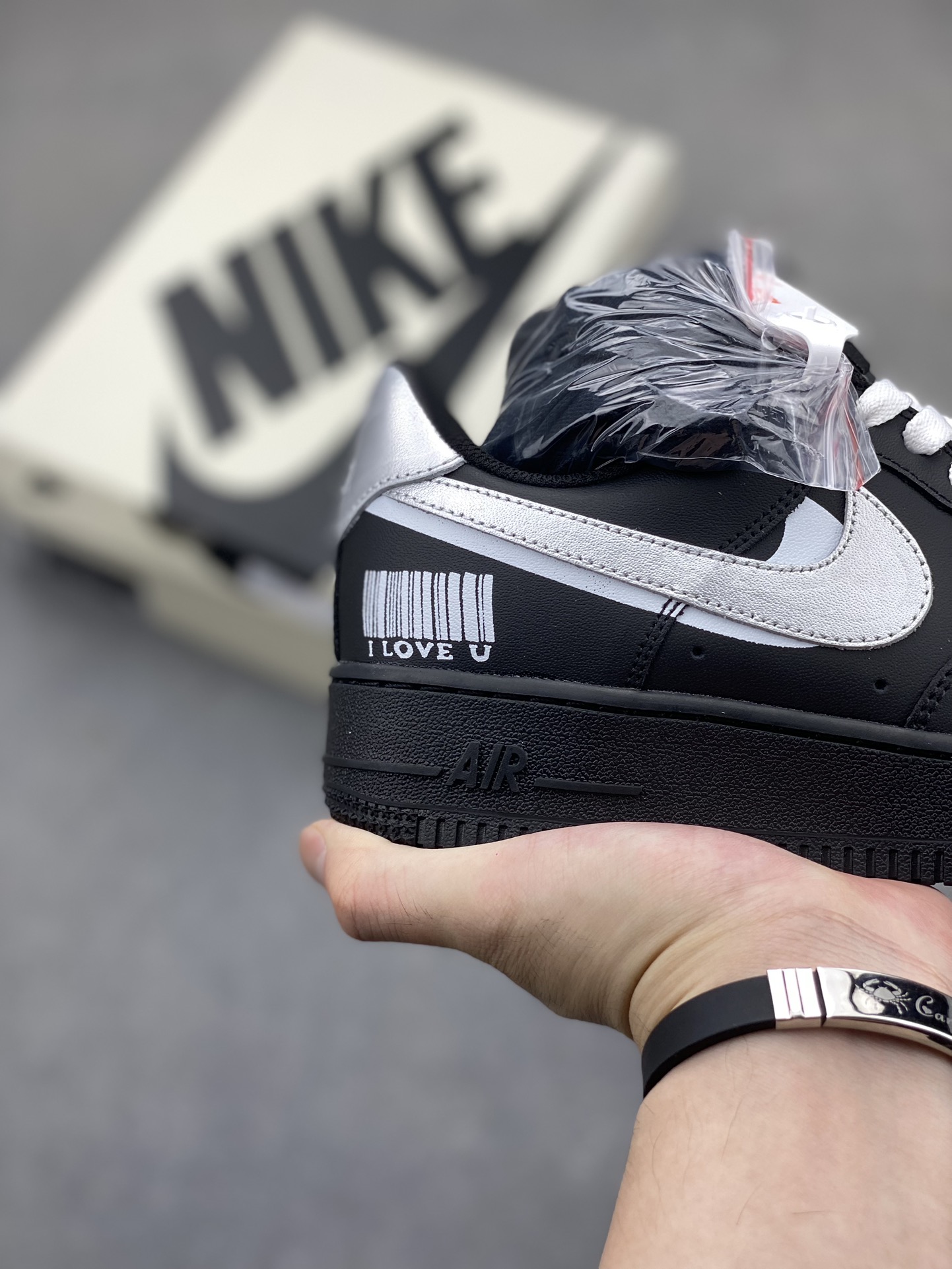 Nike Air Force 1 Black/Silver Custom Sneakers - Size 36 to 45 6 i1720984709 6285 8