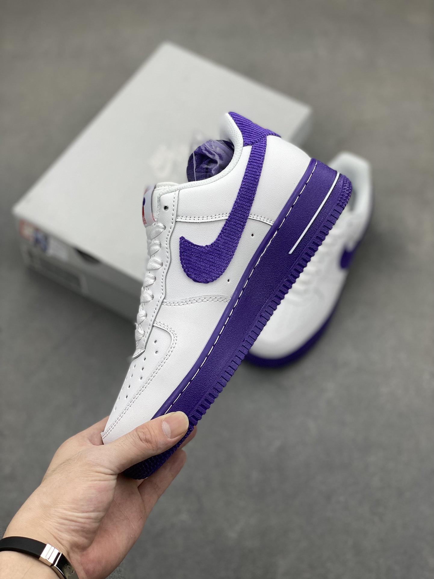 Nike Air Force 1 Low White/Purple Premium Leather Sneaker (Sizes 36-45) 4 i1720985495 5106 2