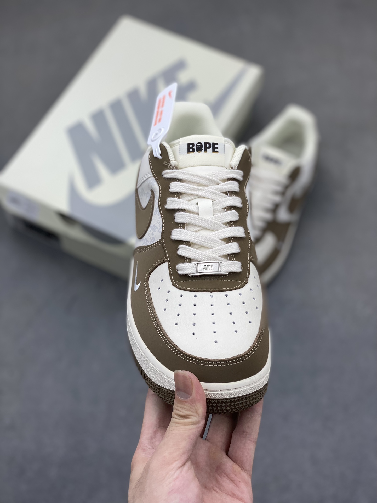 Nike Air Force 1 Low BAPE Brown and White Premium Leather Sneakers 3 i1720985647 660 6