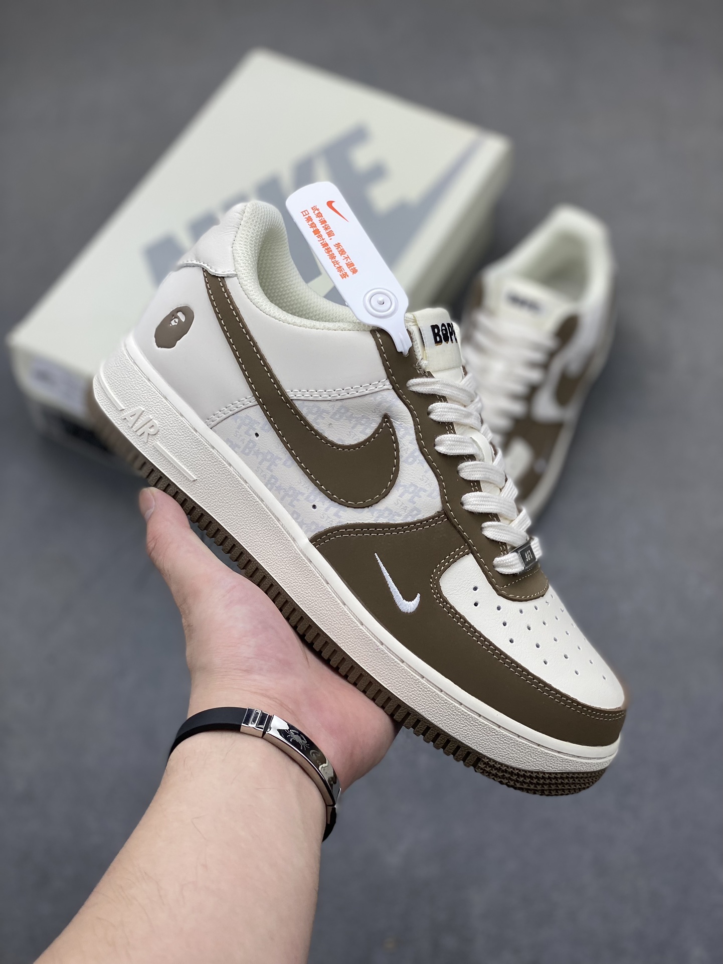 Nike Air Force 1 Low BAPE Brown and White Premium Leather Sneakers 2 i1720985647 722 0