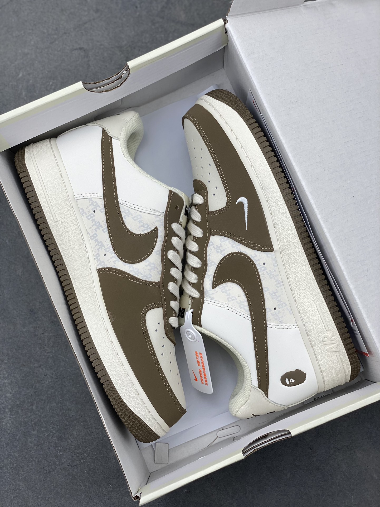 Nike Air Force 1 Low BAPE Brown and White Premium Leather Sneakers 9 i1720985647 8477 1