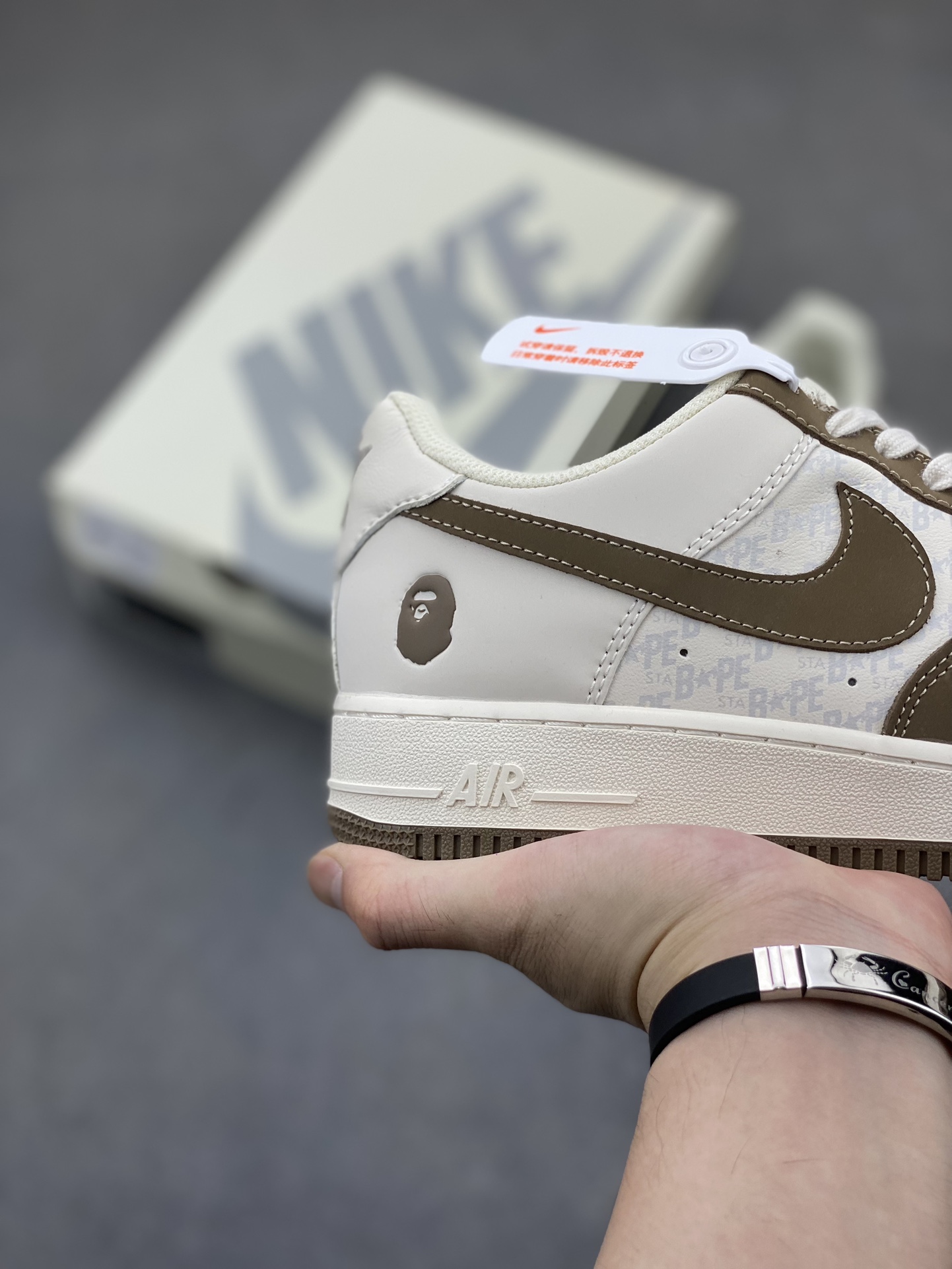 Nike Air Force 1 Low BAPE Brown and White Premium Leather Sneakers 6 i1720985647 9755 2