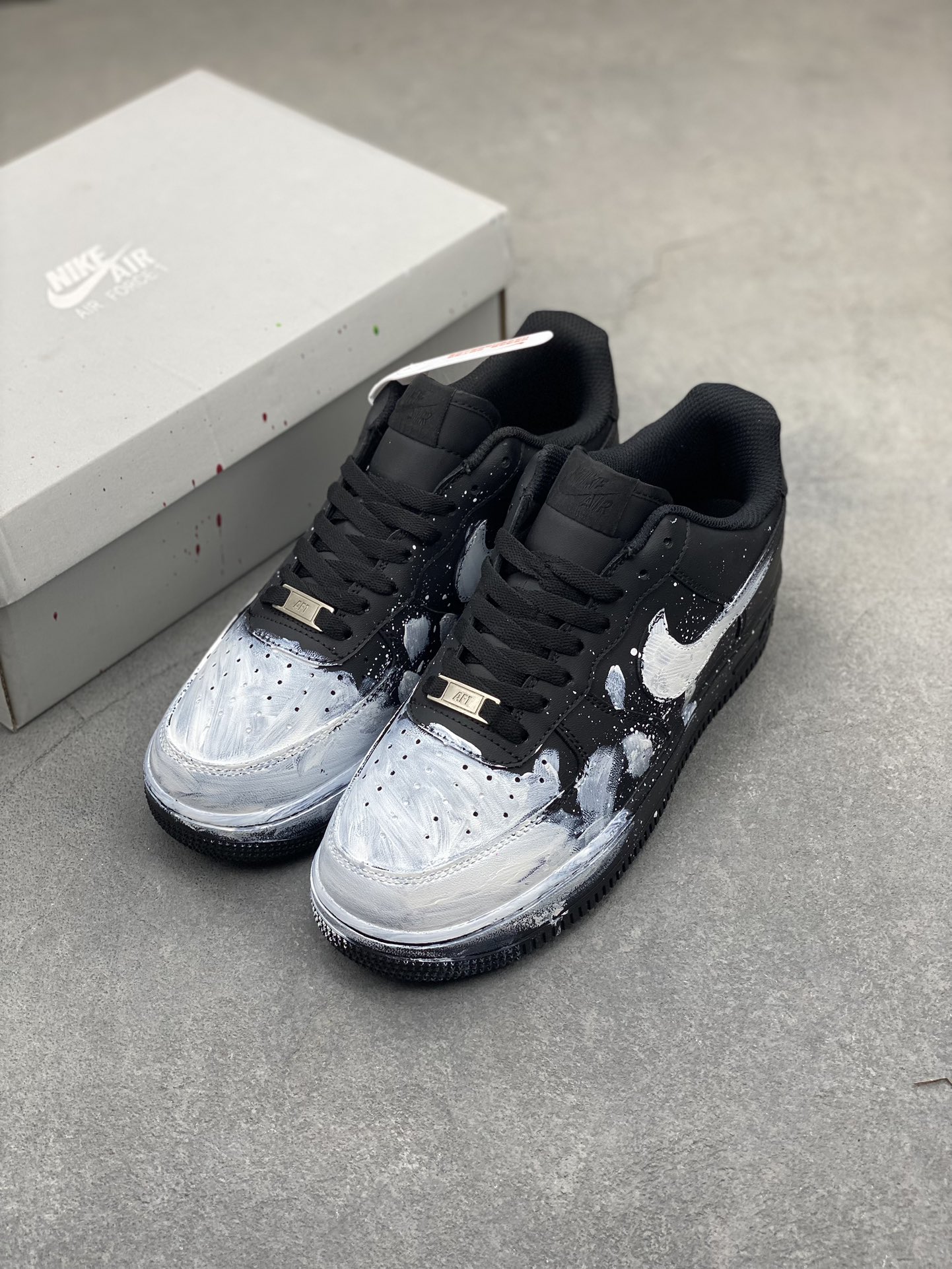 Nike Air Force 1 '07 Low Custom Graffiti Sneakers - Black/White, All Sizes 9 i1721239915 4195 6