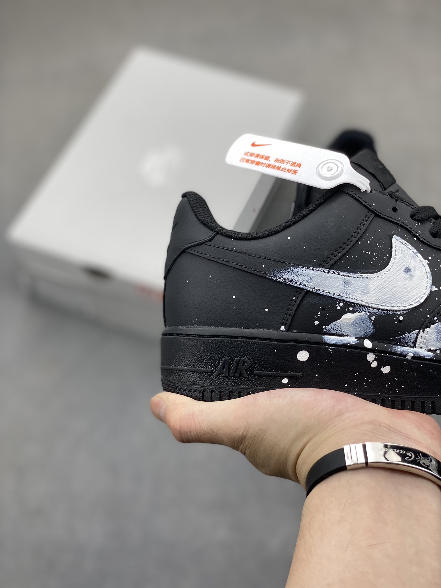 Nike Air Force 1 '07 Low Custom Graffiti Sneakers - Black/White, All Sizes 6 i1721239915 9847 0