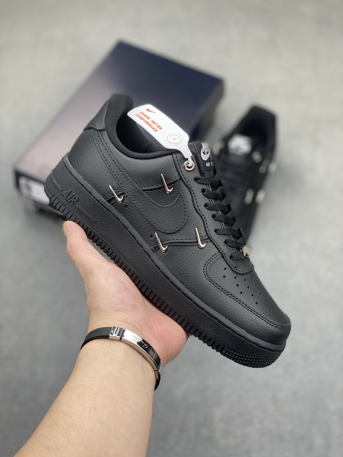 Nike Air Force 1 '07 Low Black Custom Leather Sneaker HQ1180-001 2 i1721330829 8080 3