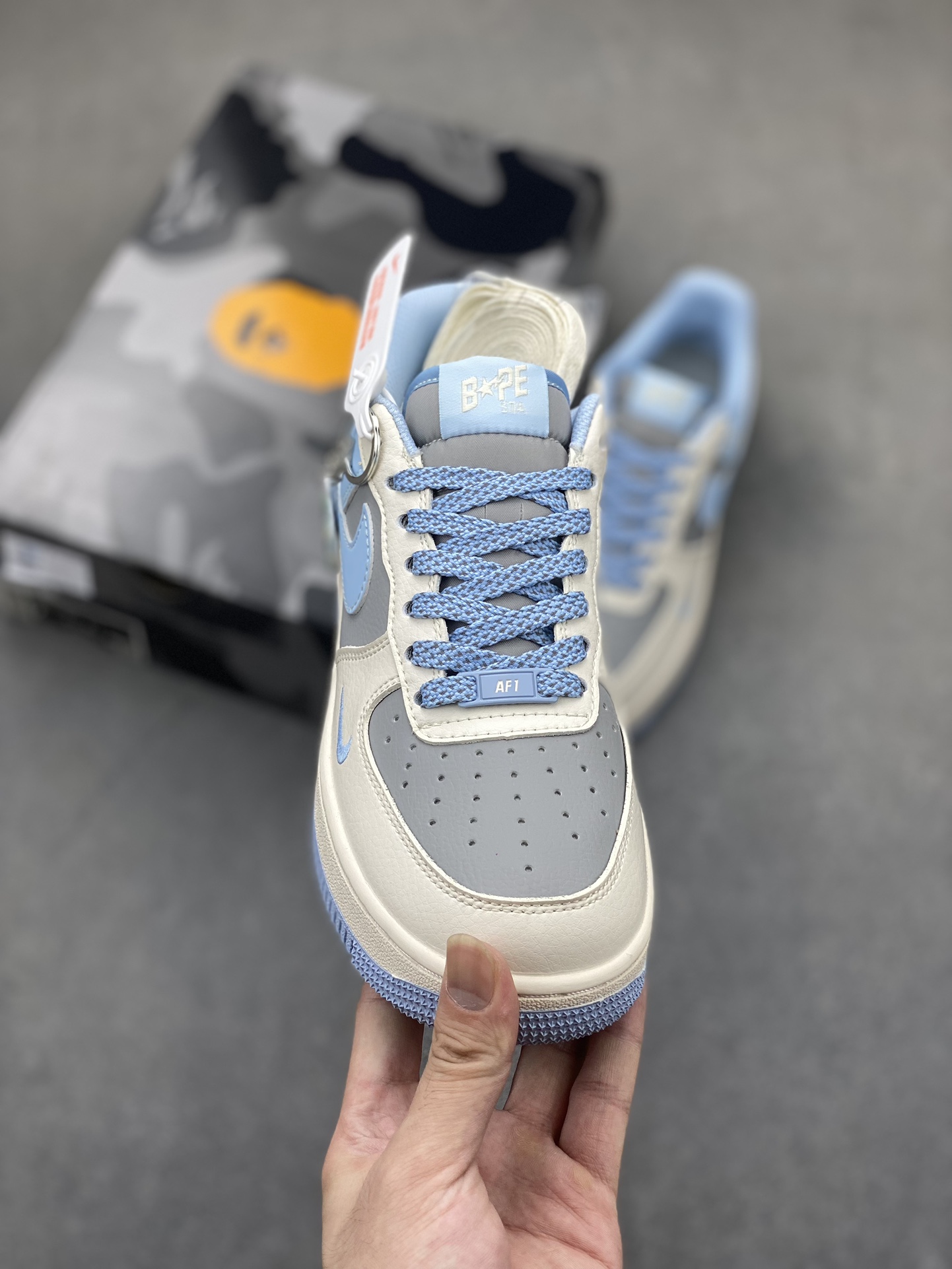 Nike Air Force 1 '07 Low Bape Collaboration - Grey and Blue Sneakers 3 i1721680654 9741 3