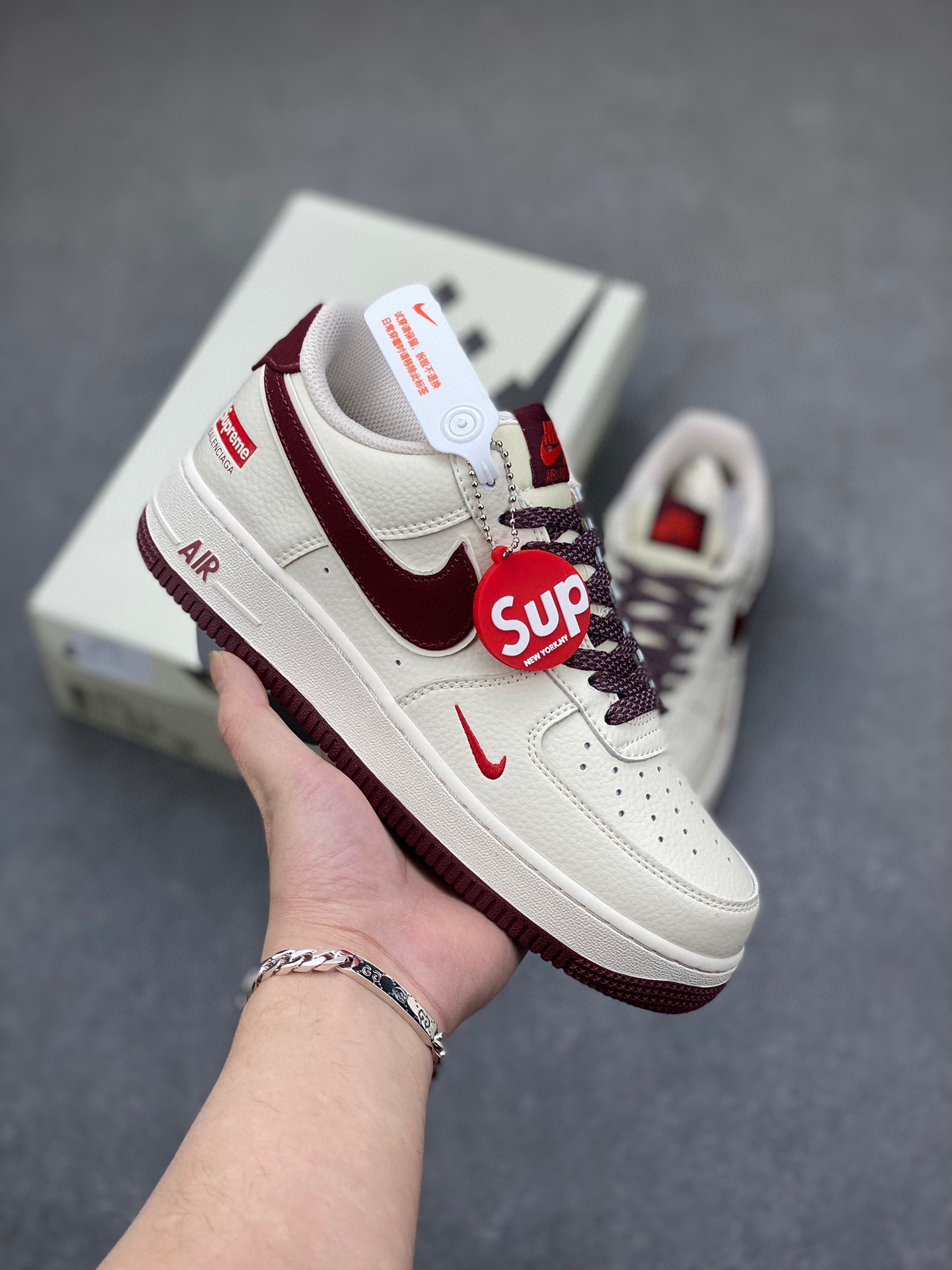 Nike Air Force 1 '07 Low Cream Burgundy Sneakers - Limited Edition 2 i1722108232 1874 5