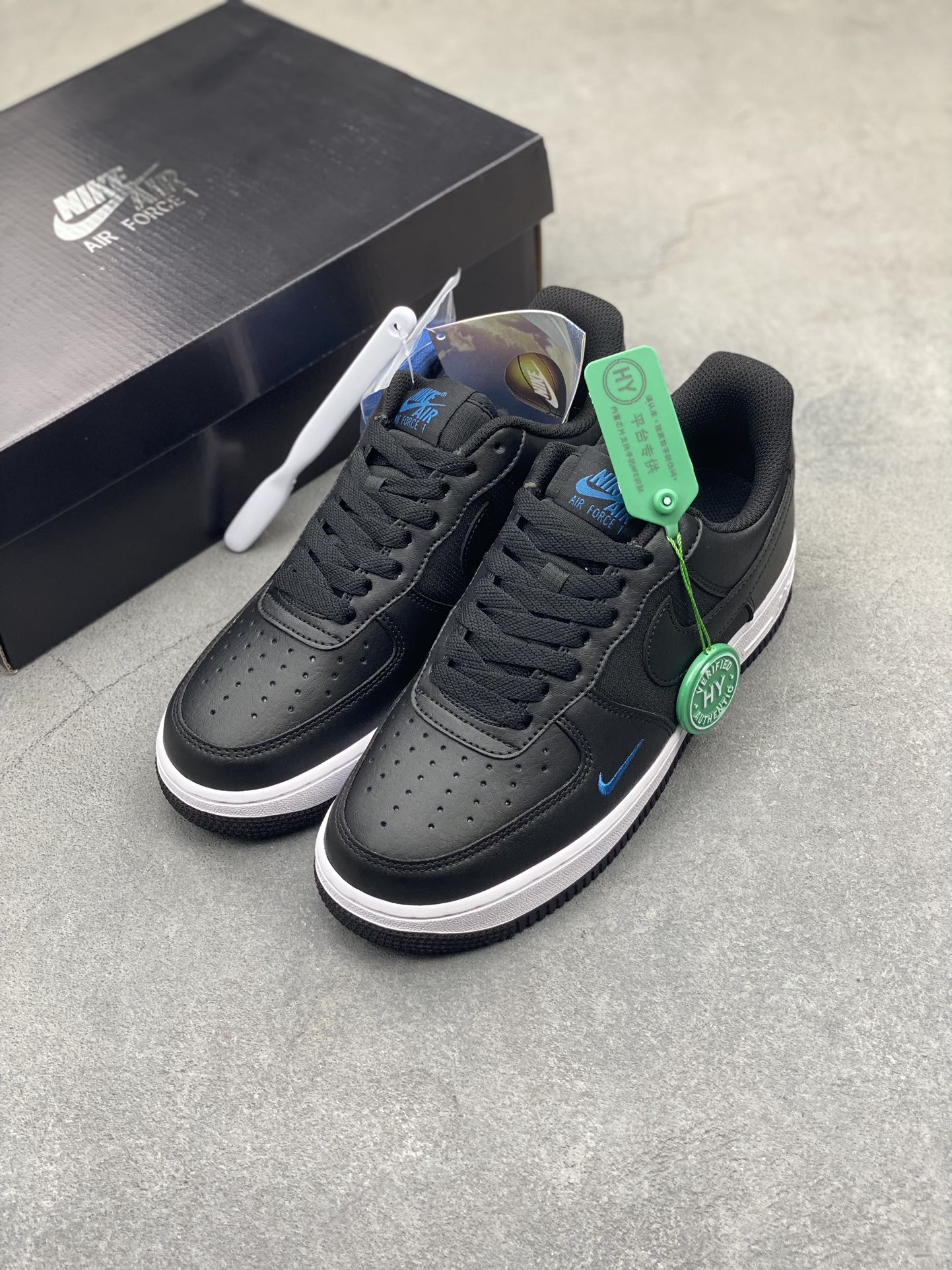 Nike Air Force 1 Low Black Blue Swoosh Casual Sneakers FZ4625-001 9 i1722194401 3355 4