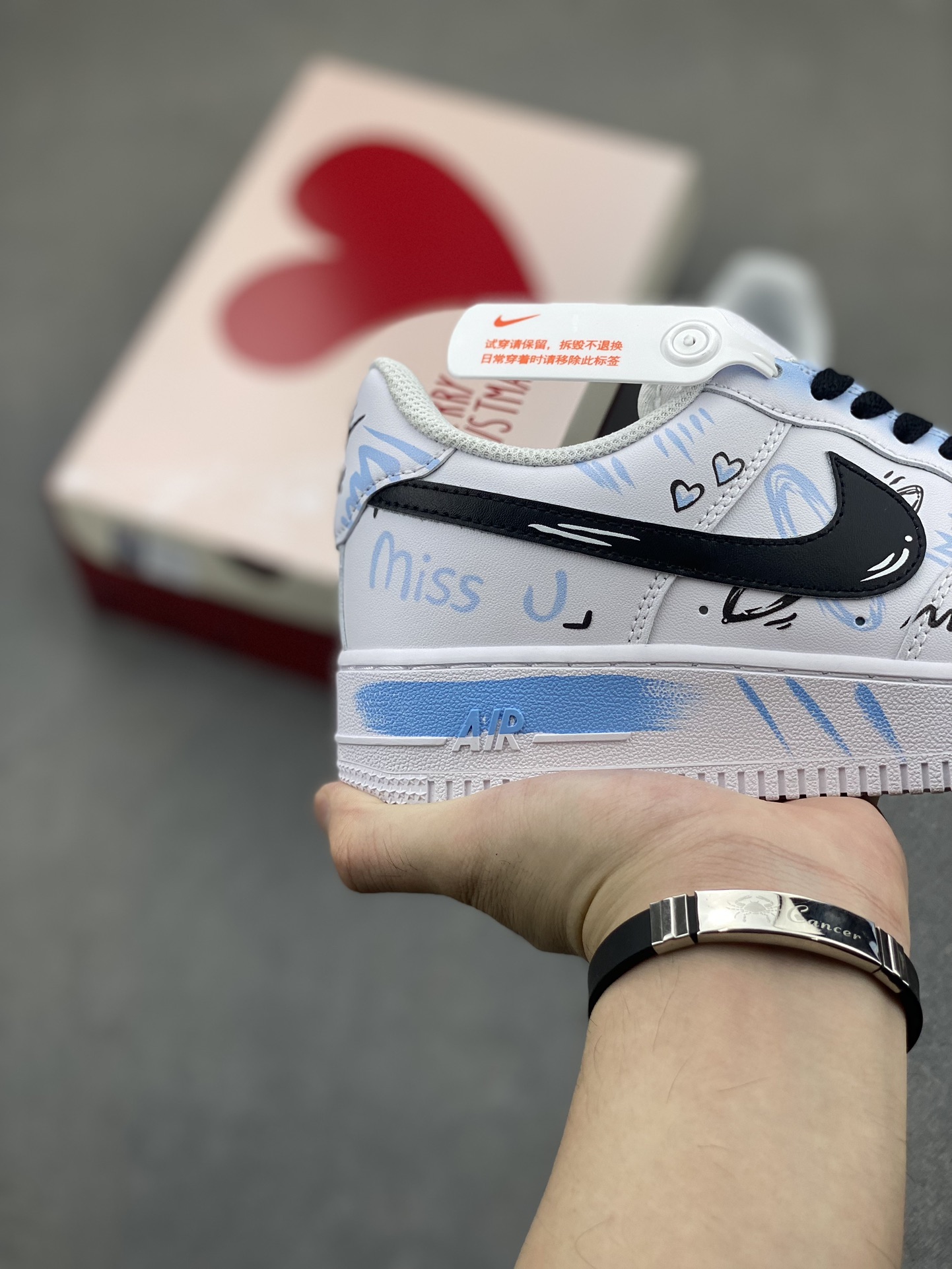 Nike Air Force 1 Low '07 Custom 'Other Shore Love Letter' White Blue Sneakers 6 i1722708096 5675 1