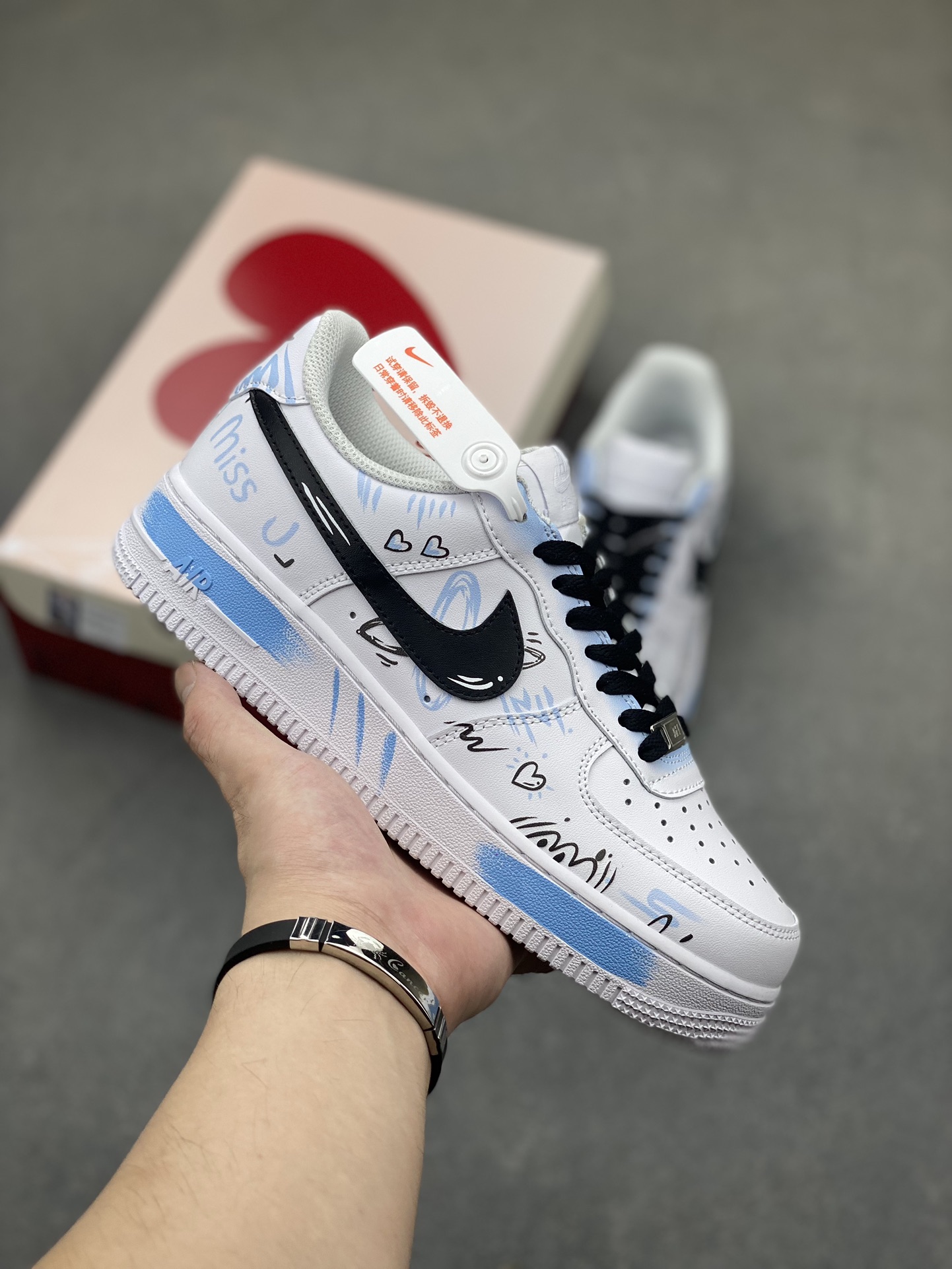 Nike Air Force 1 Low '07 Custom 'Other Shore Love Letter' White Blue Sneakers 2 i1722708097 191 7
