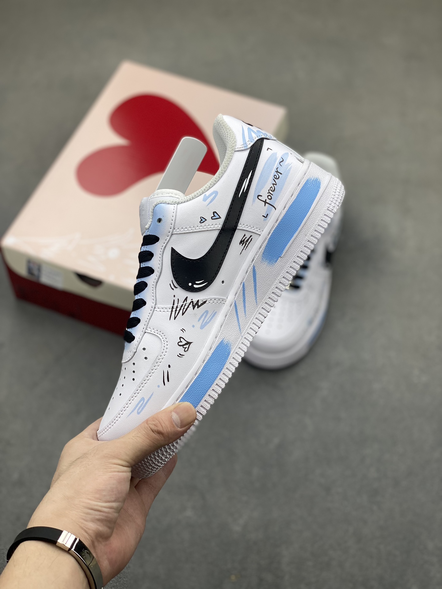 Nike Air Force 1 Low '07 Custom 'Other Shore Love Letter' White Blue Sneakers 4 i1722708097 2403 4