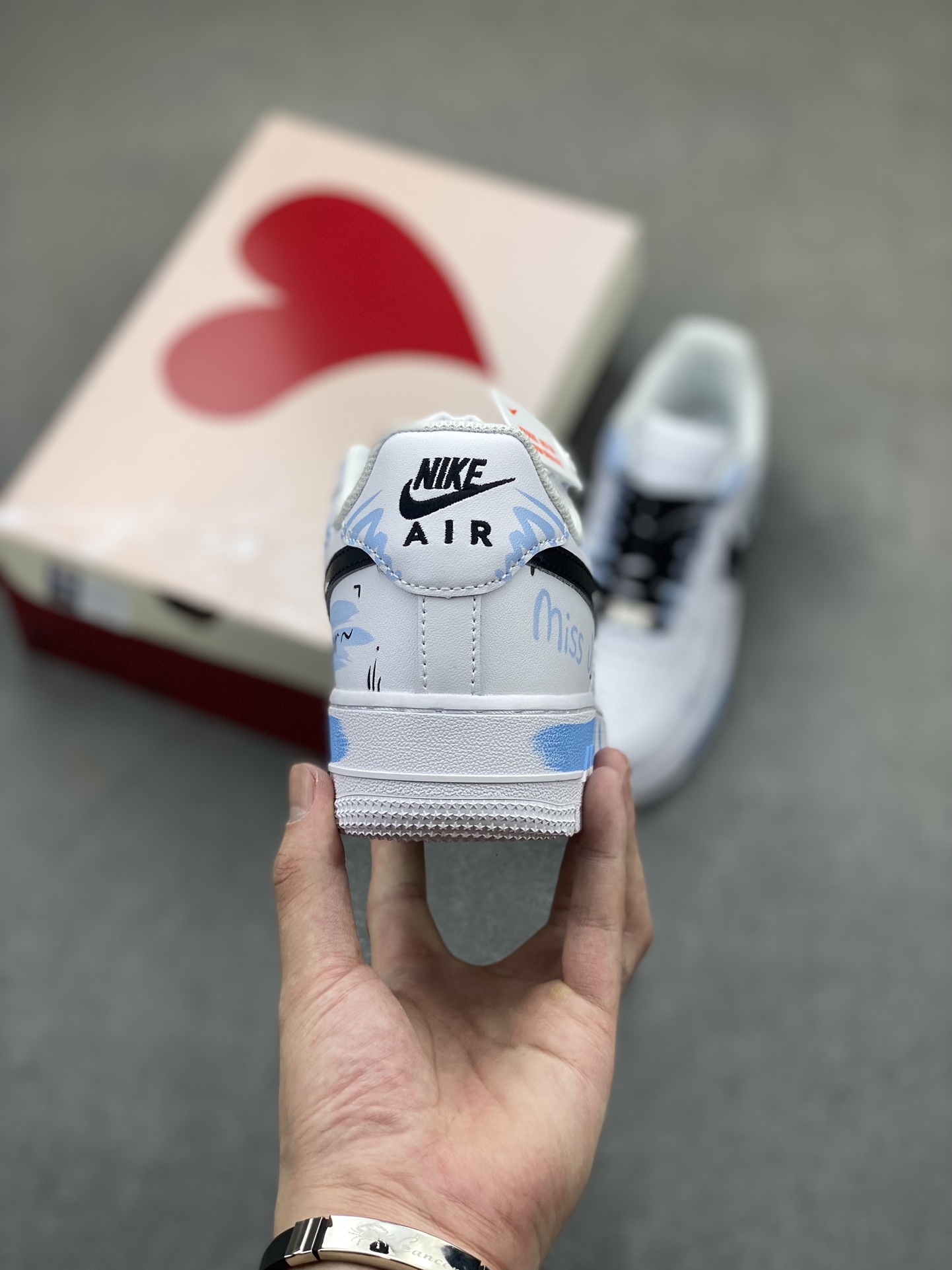 Nike Air Force 1 Low '07 Custom 'Other Shore Love Letter' White Blue Sneakers 5 i1722708097 6628 6