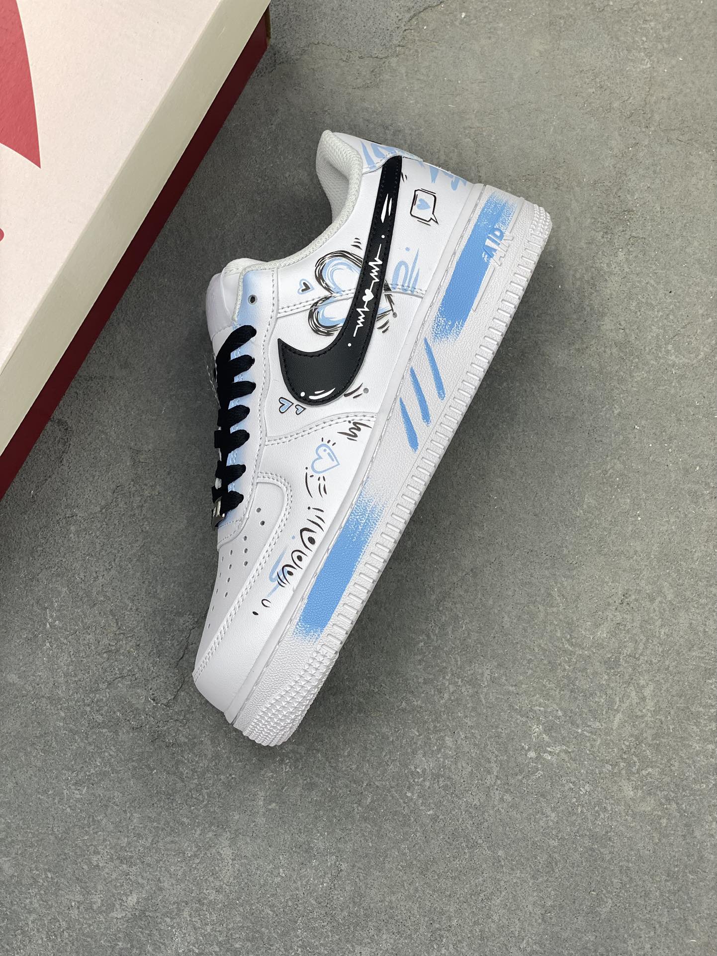 Nike Air Force 1 Low '07 Custom 'Other Shore Love Letter' White Blue Sneakers 8 i1722708097 668 3