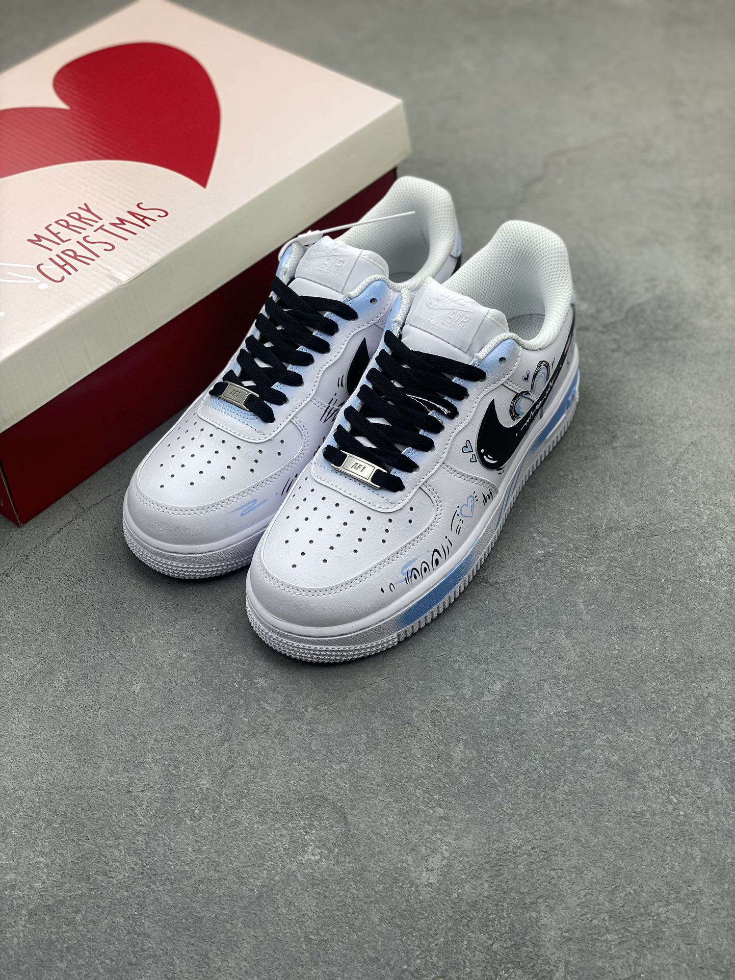 Nike Air Force 1 Low '07 Custom 'Other Shore Love Letter' White Blue Sneakers 9 i1722708097 7535 5
