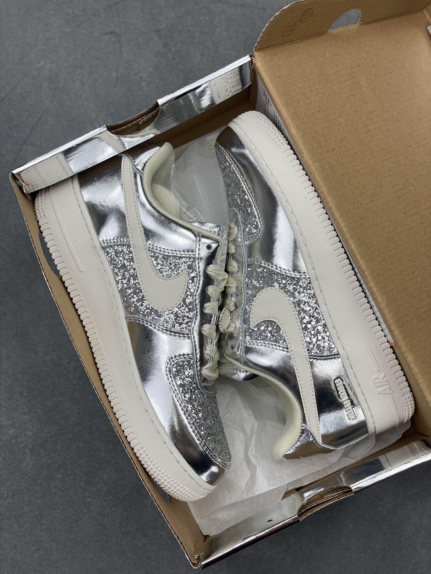 Nike Air Force 1 '07 Low "Time Imprint" Silver Glitter Casual Sneakers 10 i1722790242 6911 7