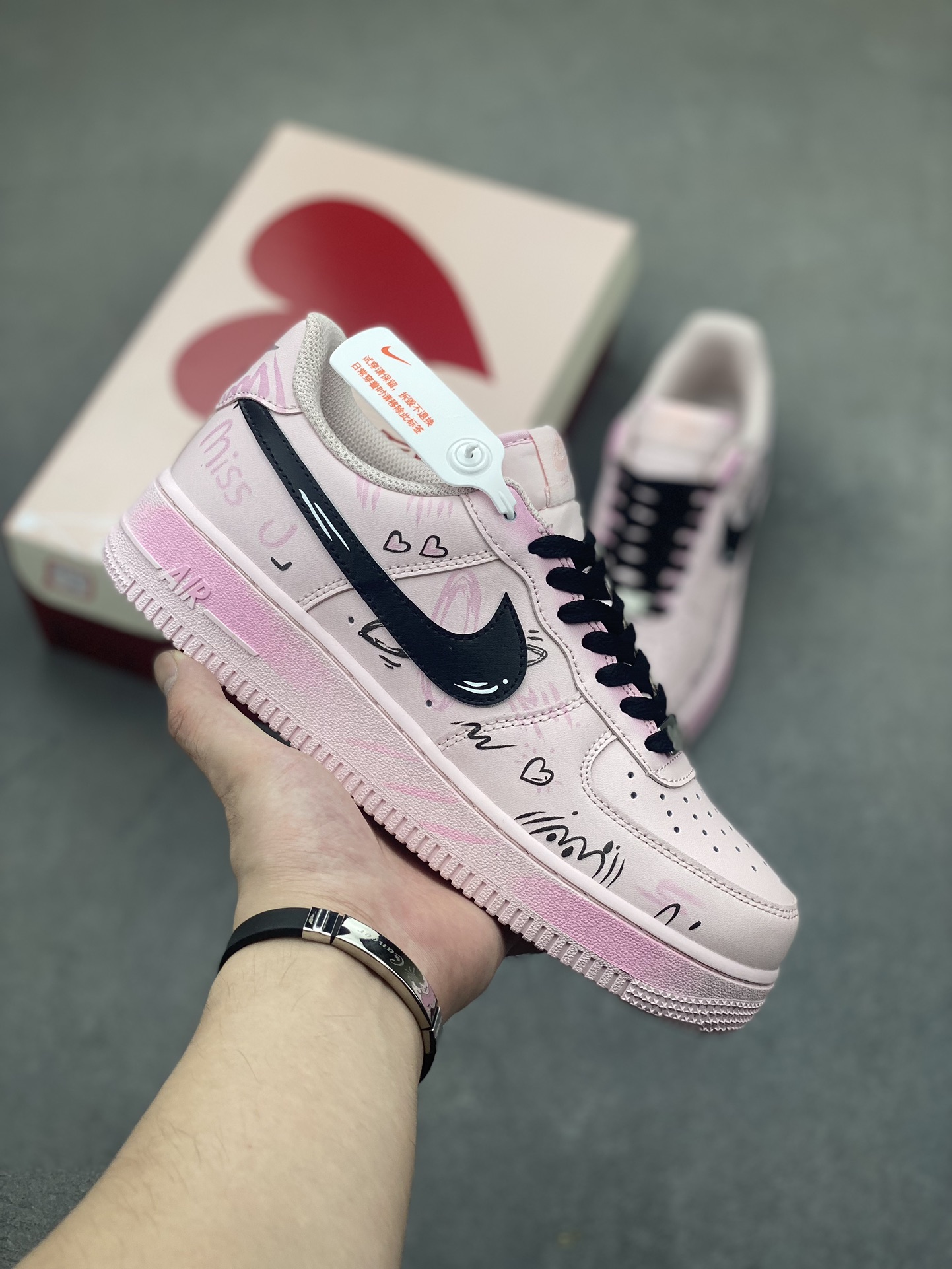 Nike Air Force 1 Low '07 'Love Letter' Pink Custom Sneakers 2 i1722968328 3564 1