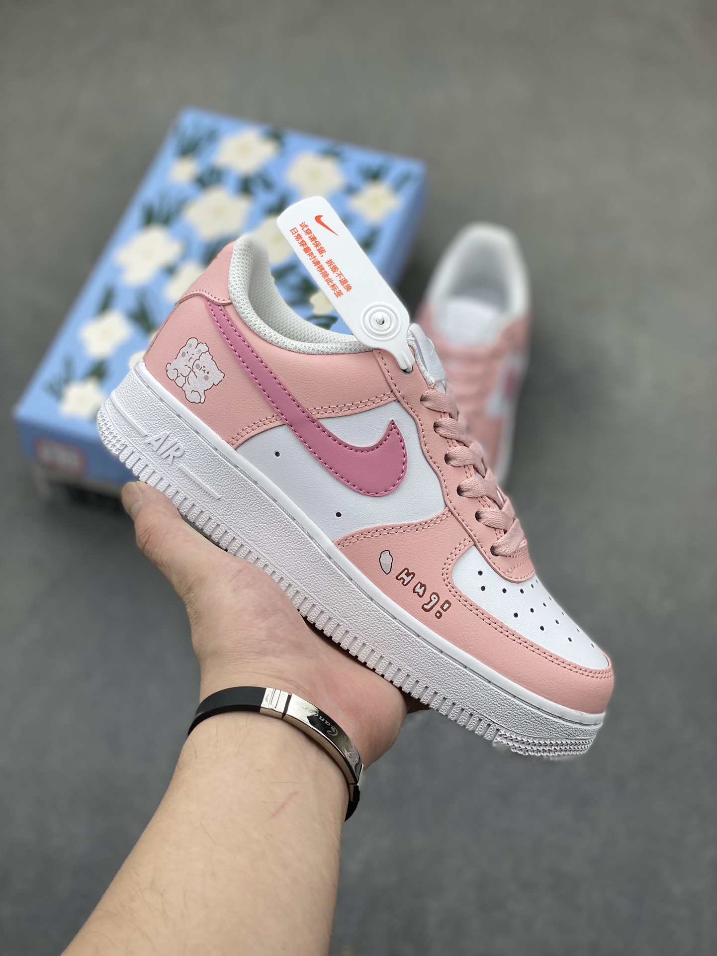 Custom 'Huggy Bear' Nike Air Force 1 Low Top Sneakers - Pink/White 2 i1723577701 8397 6