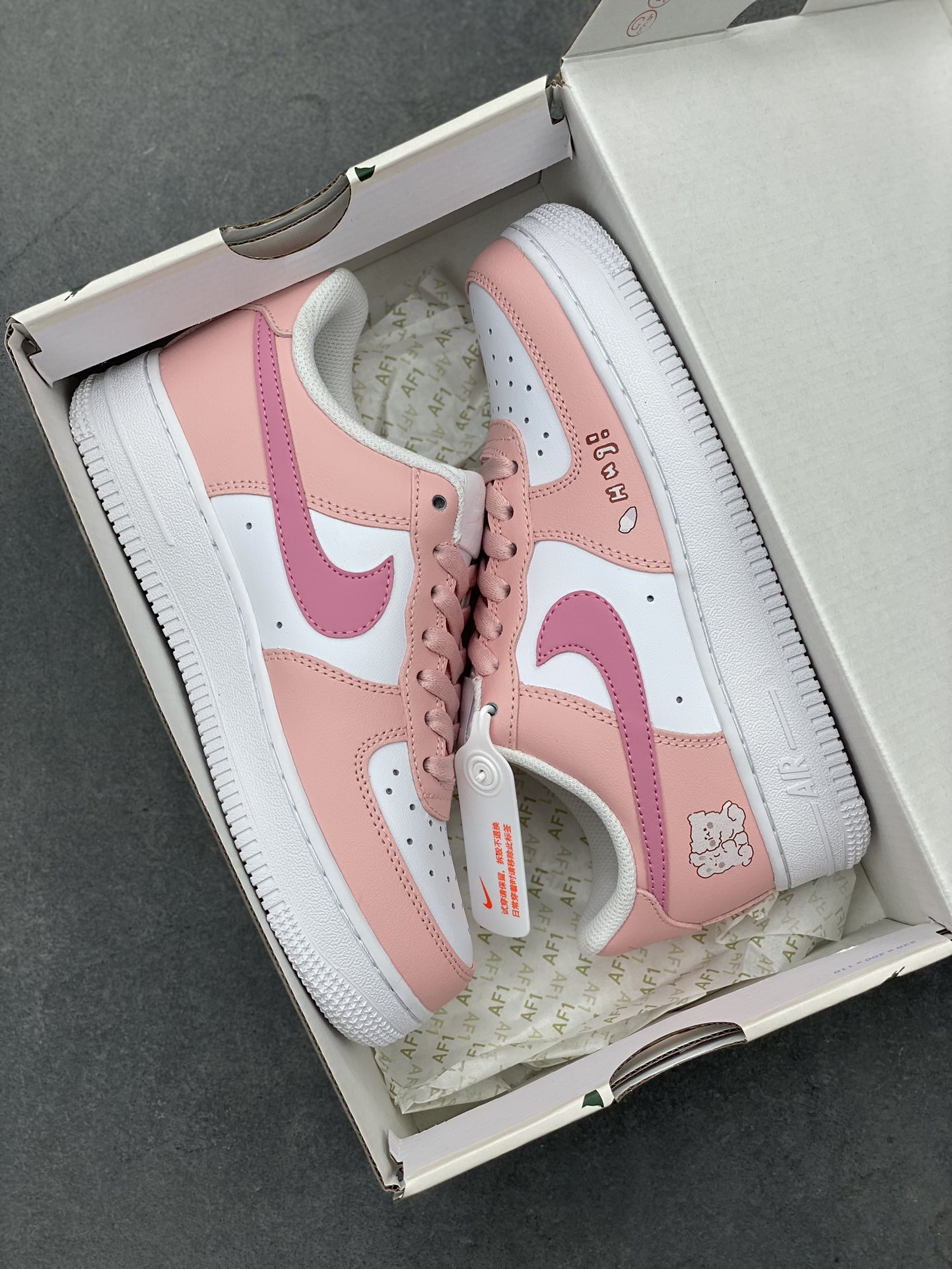 Custom 'Huggy Bear' Nike Air Force 1 Low Top Sneakers - Pink/White 10 i1723577701 9375 8