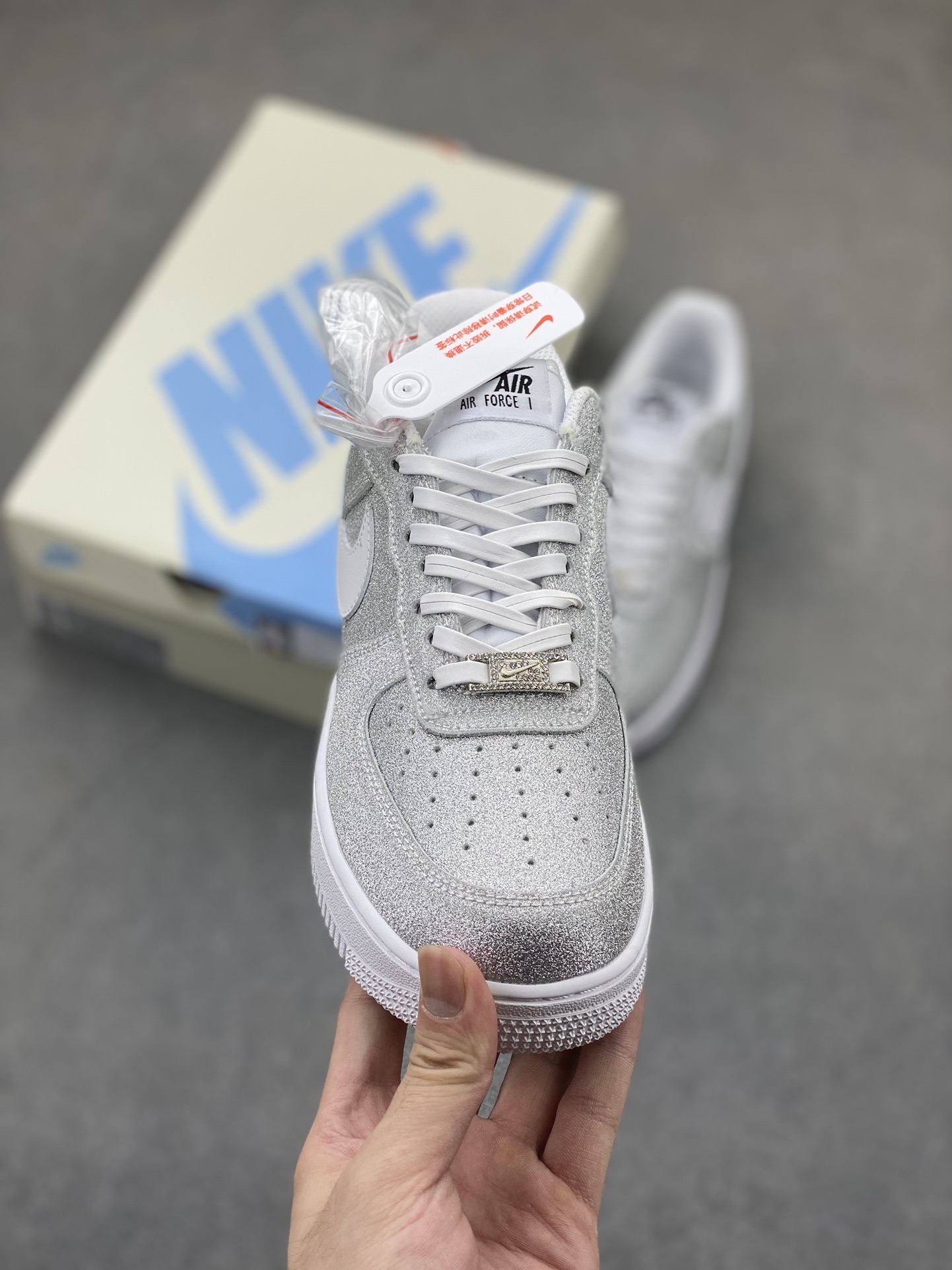Nike Air Force 1 Low Silver Glitter Casual Sneakers DD8959-100 25 i1723655227 2309 7