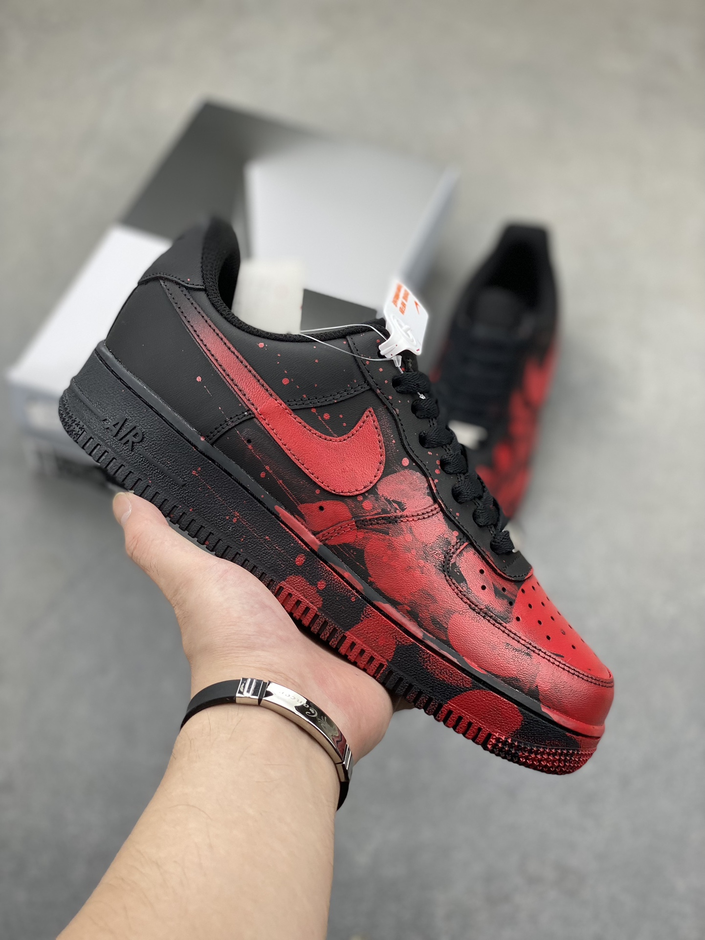 Nike Air Force 1 '07 Custom Graffiti Sneakers - Black/Red, All Sizes 24 i1723837802 5079 0