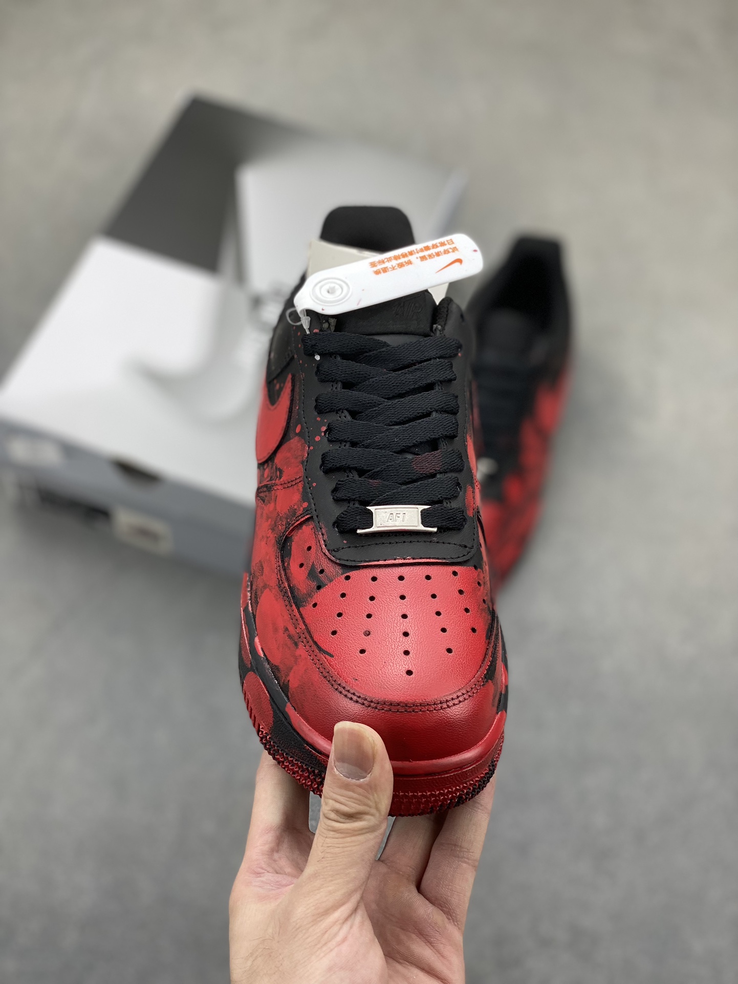 Nike Air Force 1 '07 Custom Graffiti Sneakers - Black/Red, All Sizes 25 i1723837802 6133 0