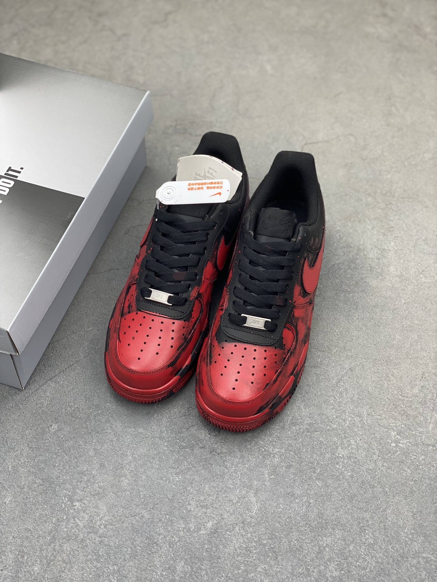 Nike Air Force 1 '07 Custom Graffiti Sneakers - Black/Red, All Sizes 31 i1723837802 7933 0