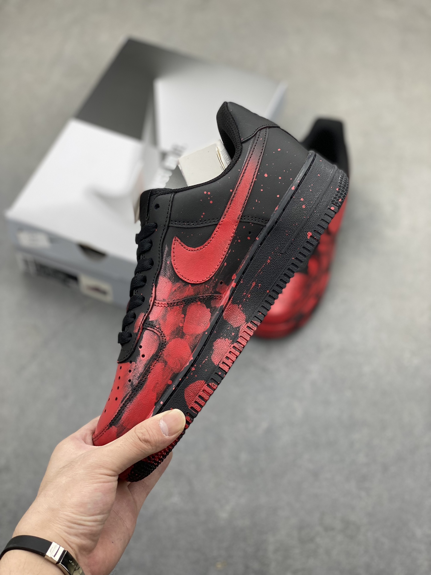 Nike Air Force 1 '07 Custom Graffiti Sneakers - Black/Red, All Sizes 26 i1723837803 1626 0