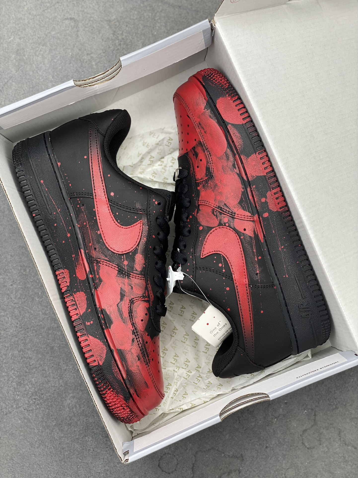 Nike Air Force 1 '07 Custom Graffiti Sneakers - Black/Red, All Sizes 32 i1723837803 7622 0