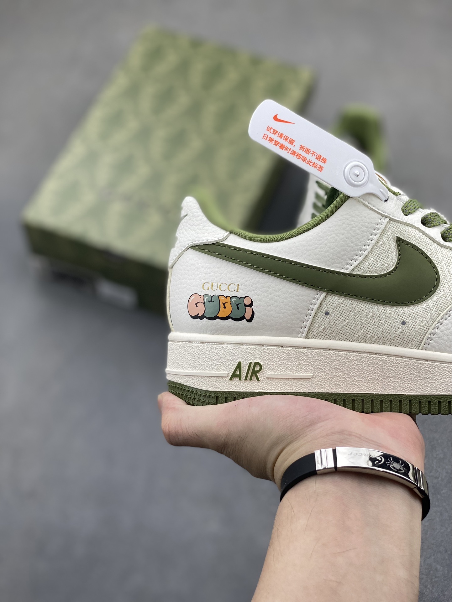 Nike Air Force 1 '07 Low Gucci Collab Sneakers - Green/Beige, Limited Edition 6 i1724010771 9334 1