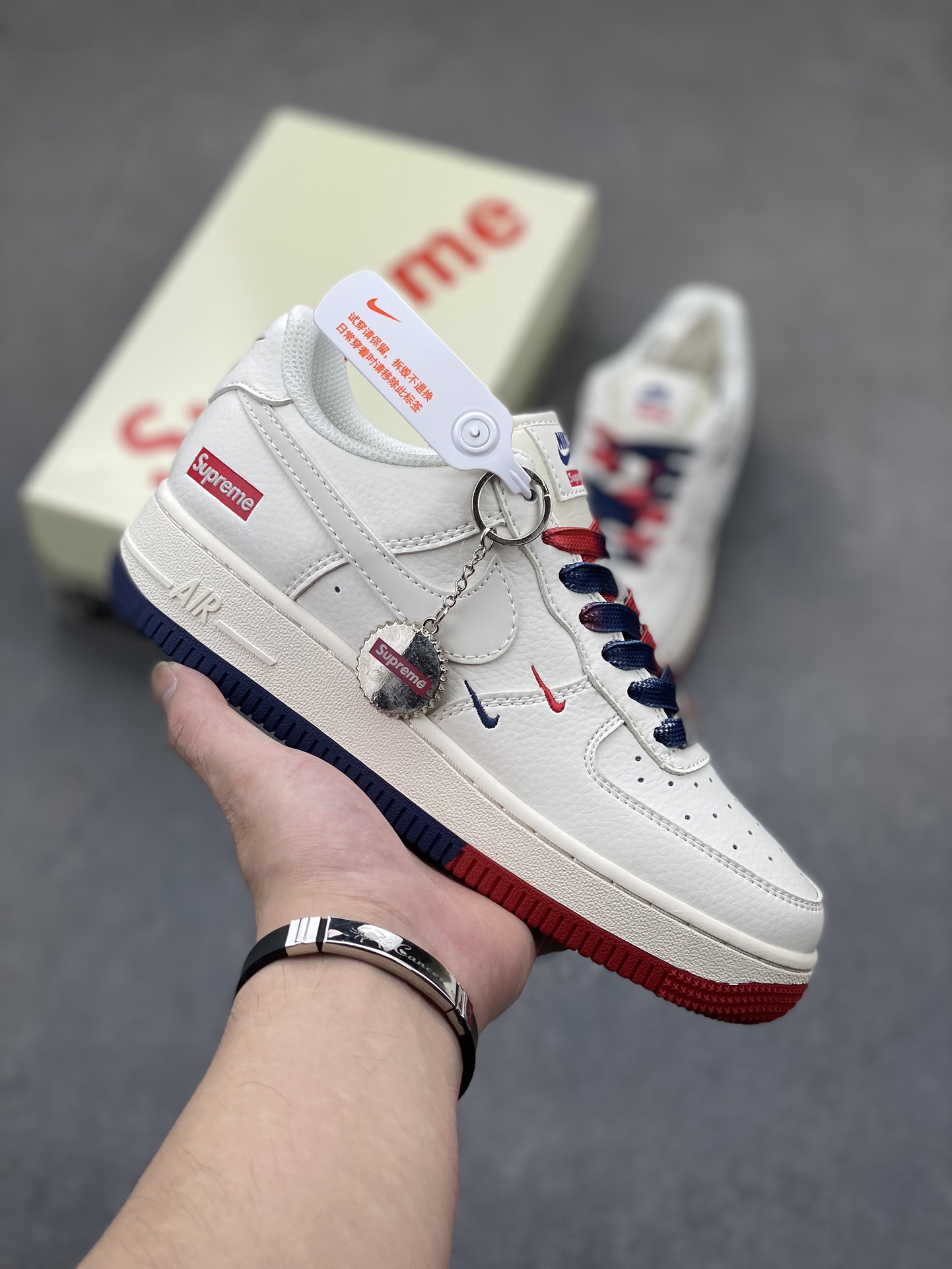 Nike Air Force 1 '07 Low Supreme Collab Sneakers - Red, White & Blue 2 i1724266237 4103 0