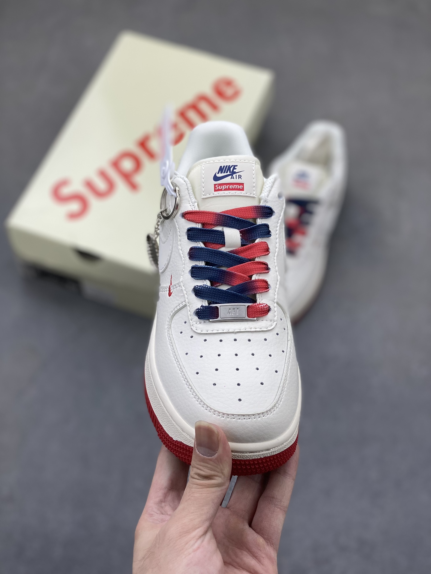 Nike Air Force 1 '07 Low Supreme Collab Sneakers - Red, White & Blue 3 i1724266237 8059 7