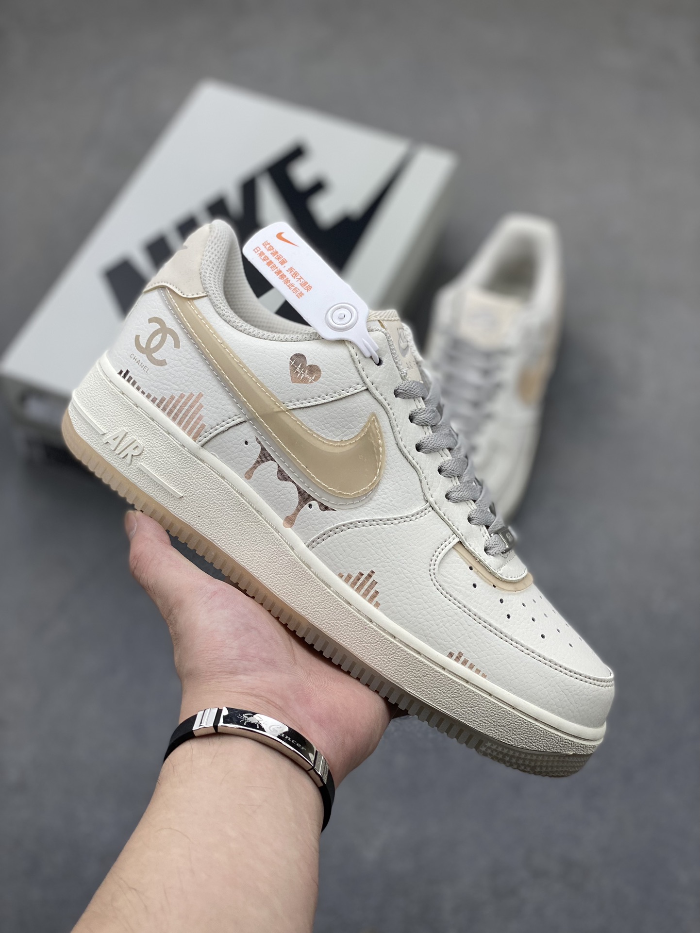 Nike Air Force 1 '07 Custom White/Tan Low-Top Sneakers 2 i1724266388 7845 3