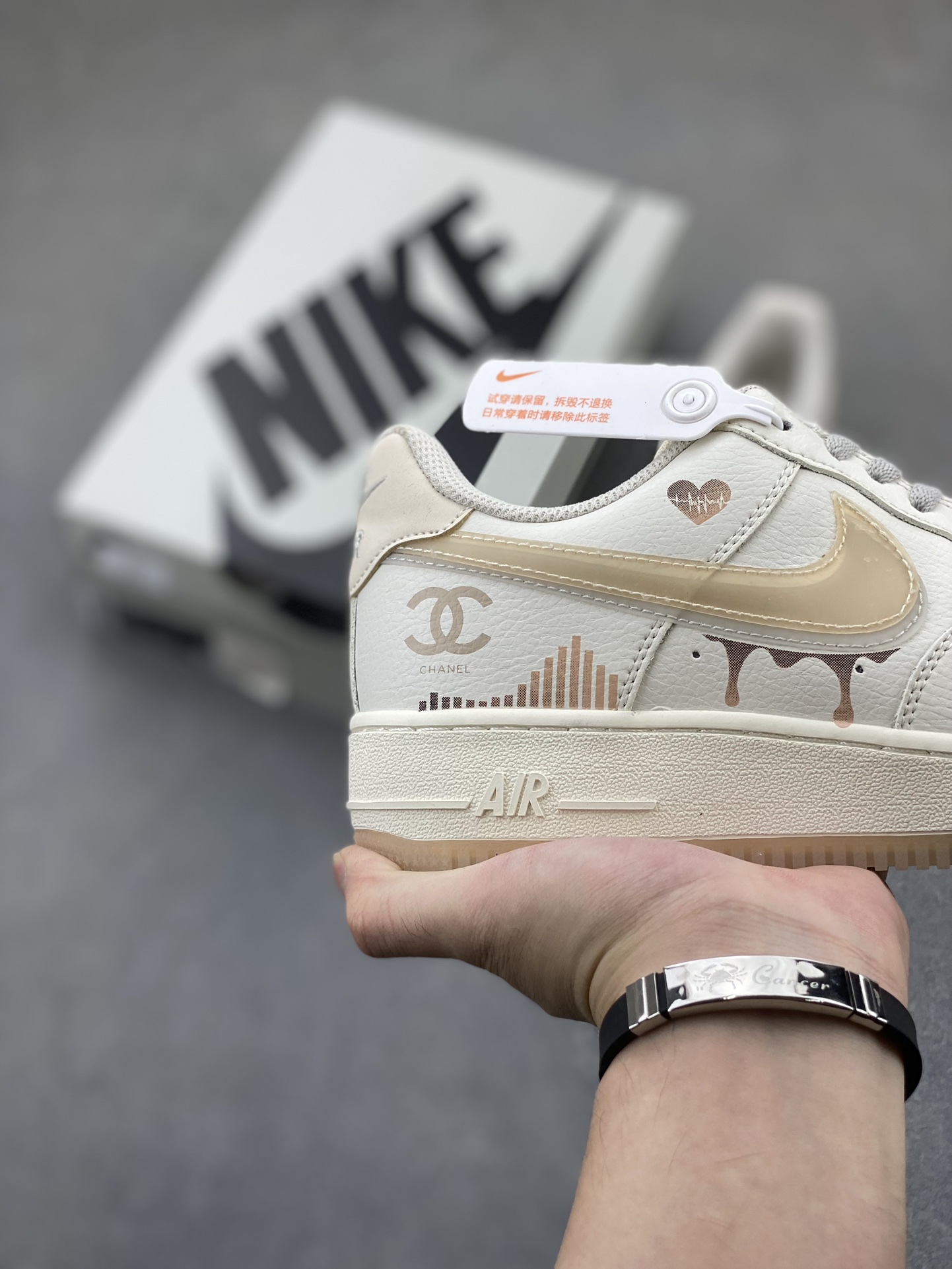 Nike Air Force 1 '07 Custom White/Tan Low-Top Sneakers 6 i1724266388 8197 8
