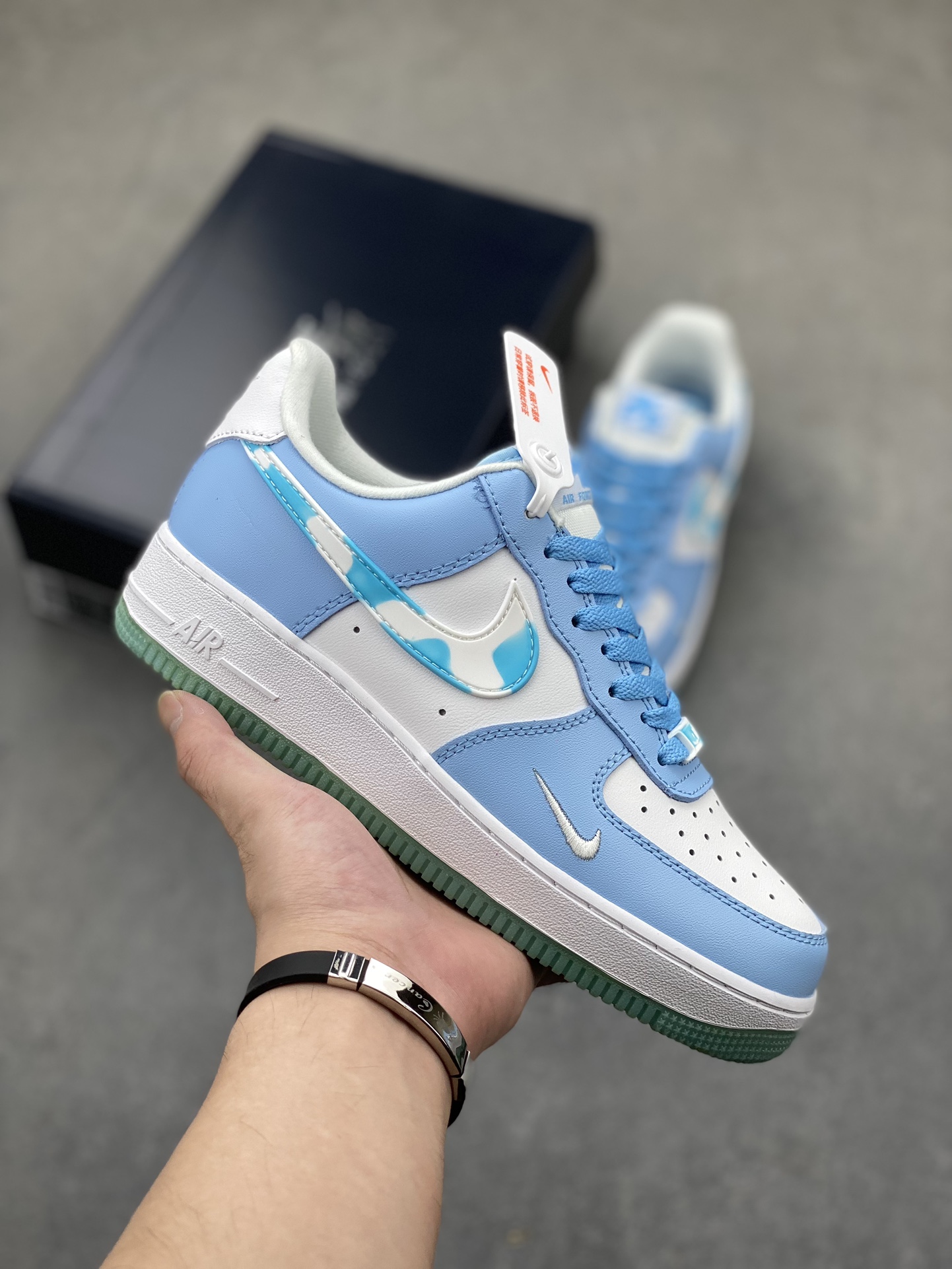 Nike Air Force 1 Low Blue White Cow Spots Casual Sneakers