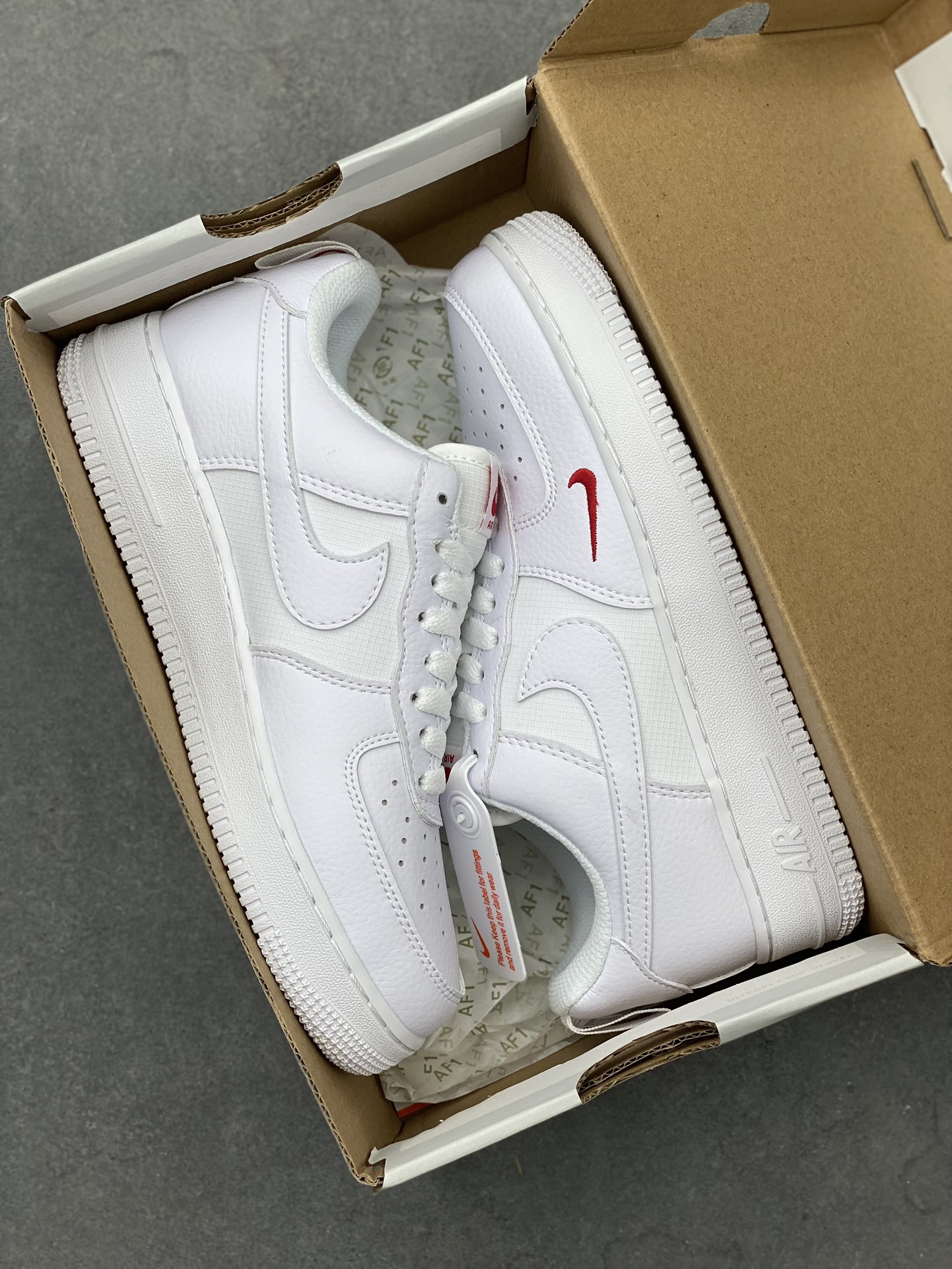 Nike Air Force 1 Low White Red Swoosh Casual Sneakers FZ7187-100 10 i1724532140 3510 6
