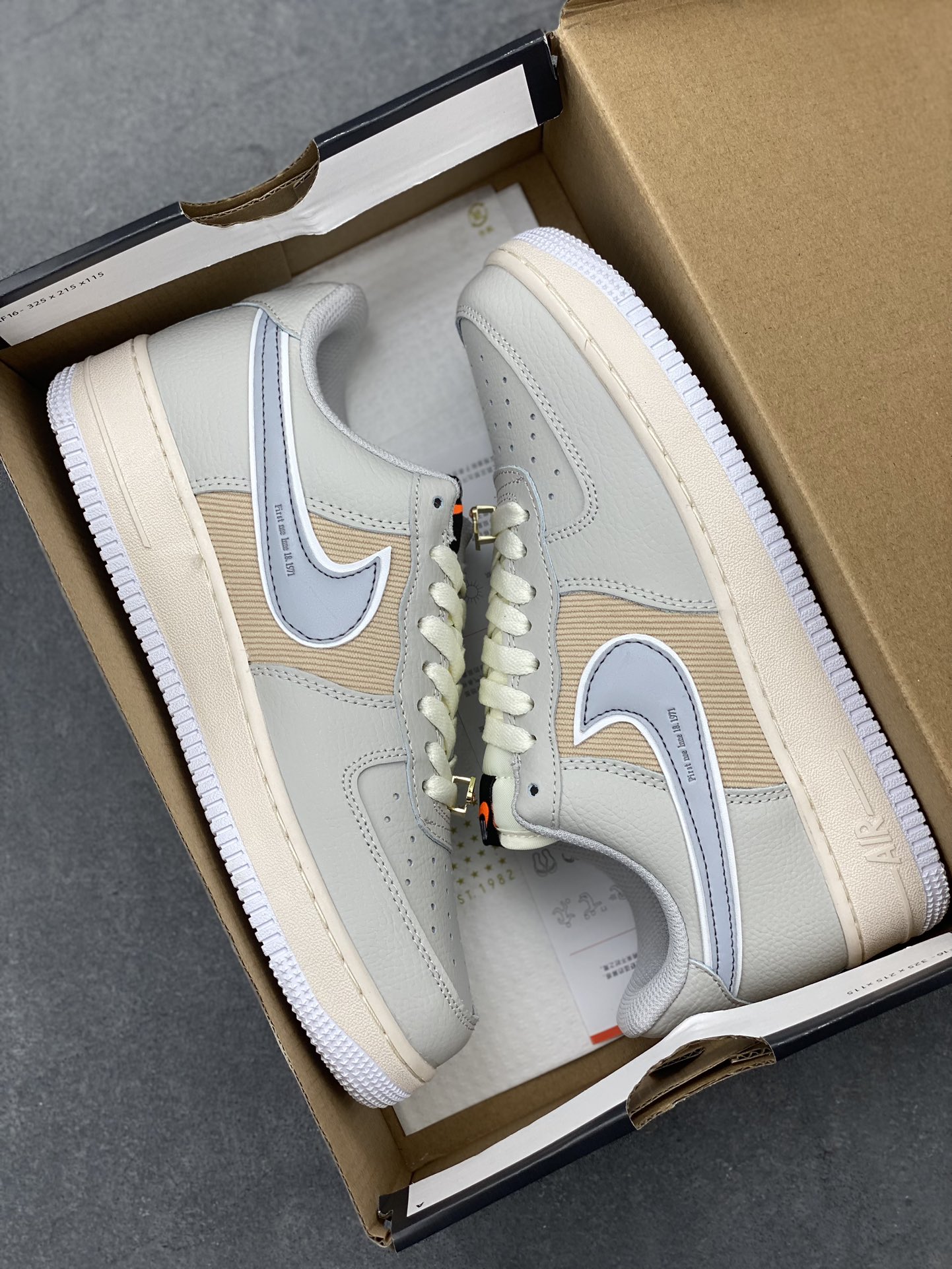 Nike Air Force 1 '07 Low Grey Beige Honeycomb Cushion Sneakers DX6061-122 10 i1725136598 3618 3