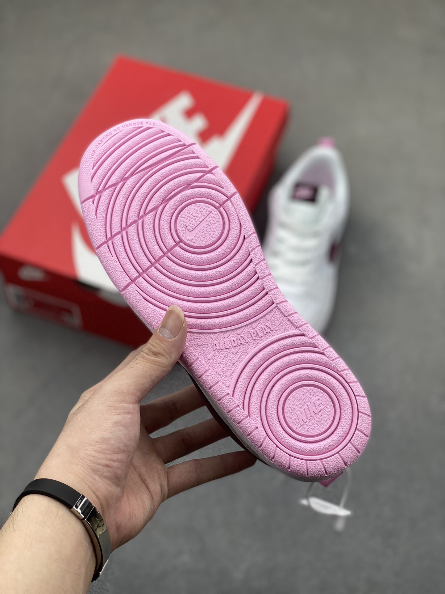 Nike Court Borough Low White/Burgundy Leather Sneaker,BQ5448-120 Size 36-45 7 i1725136892 9859 5