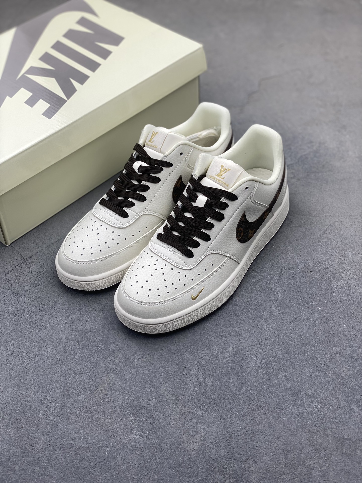 Nike Ebernon Low PRM Custom Sneakers - Louis Vuitton Accents - Size 36-45 9 i1725136968 3228 0