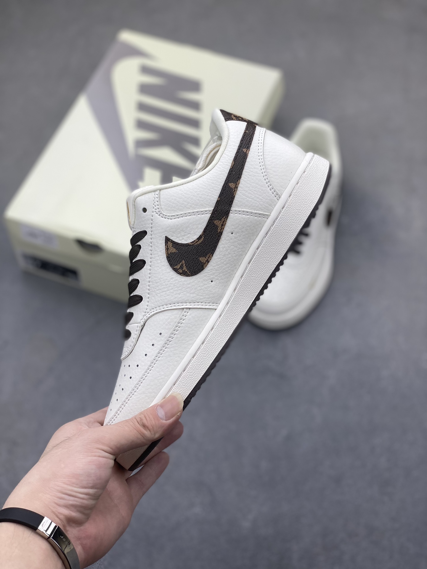 Nike Ebernon Low PRM Custom Sneakers - Louis Vuitton Accents - Size 36-45 4 i1725136968 4513 0