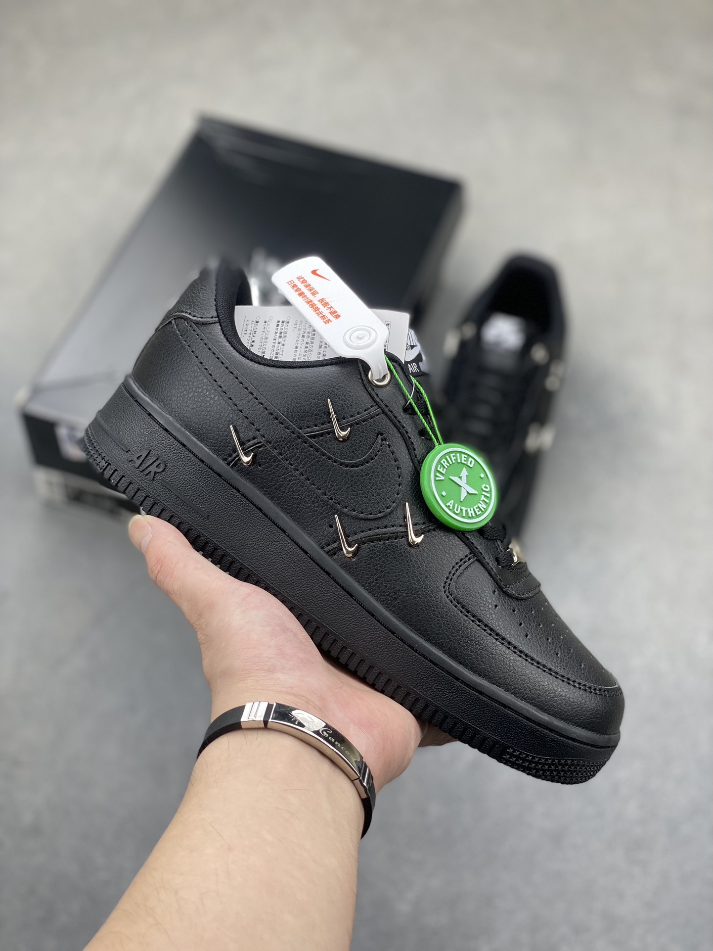 Nike Air Force 1 Low '07 Black Leather Custom Casual Sneakers HQ1180-001 2 i1725223796 1684 0