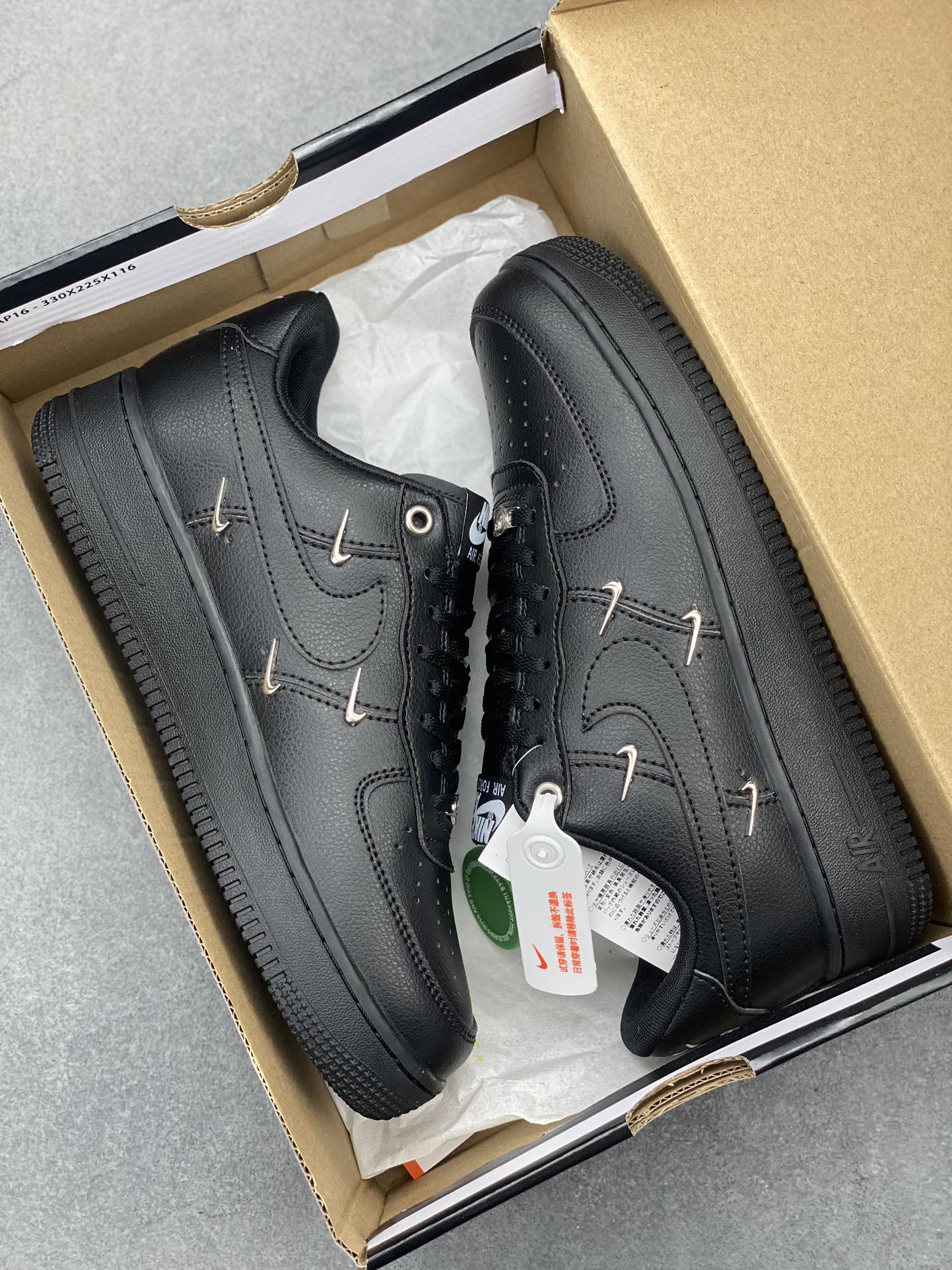 Nike Air Force 1 Low '07 Black Leather Custom Casual Sneakers HQ1180-001 10 i1725223796 6920 3