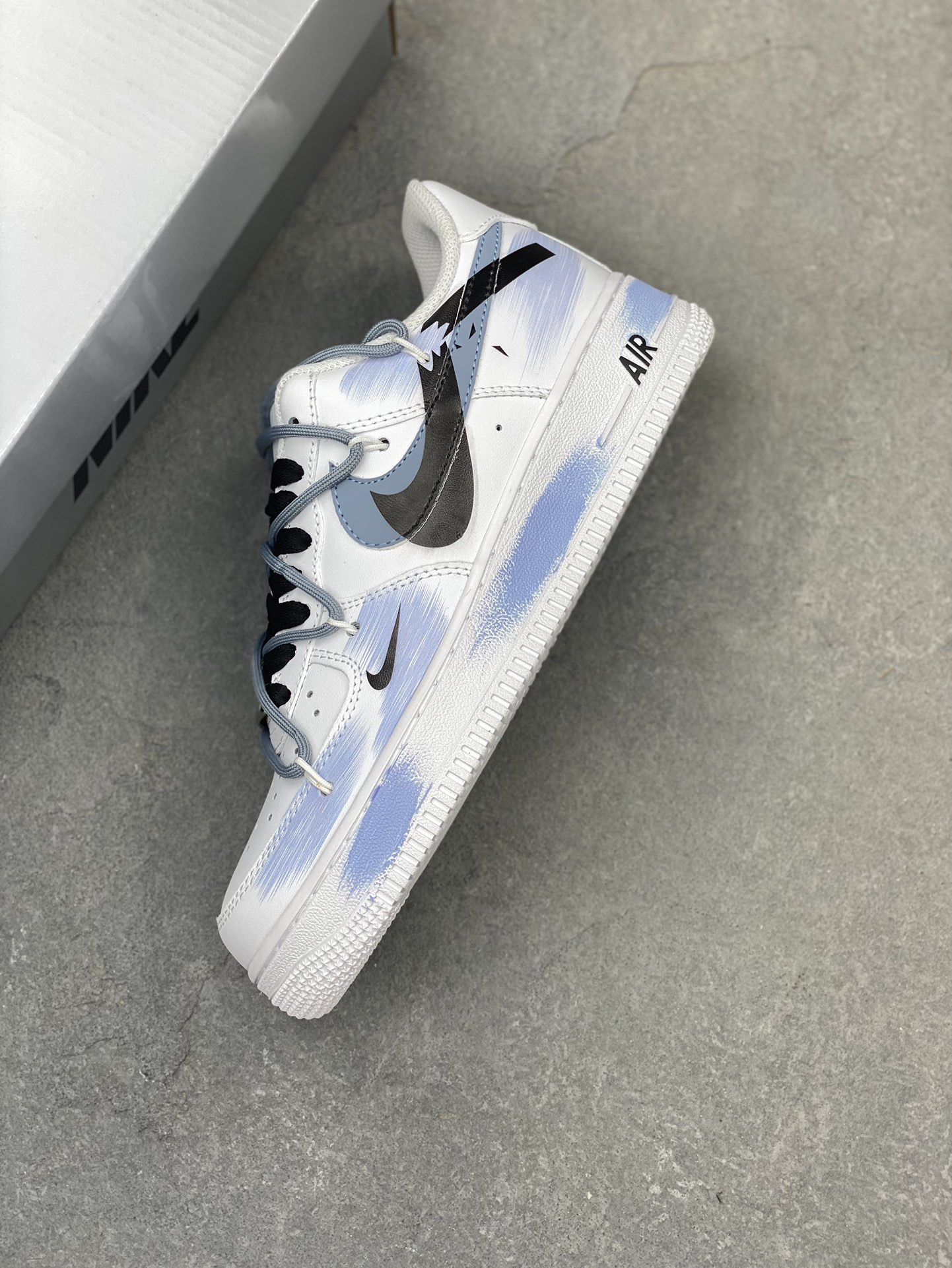 Nike Air Force 1 Low '07 Custom 'Broken Swoosh' White Blue Spray Paint 8 i1725300453 3072 1