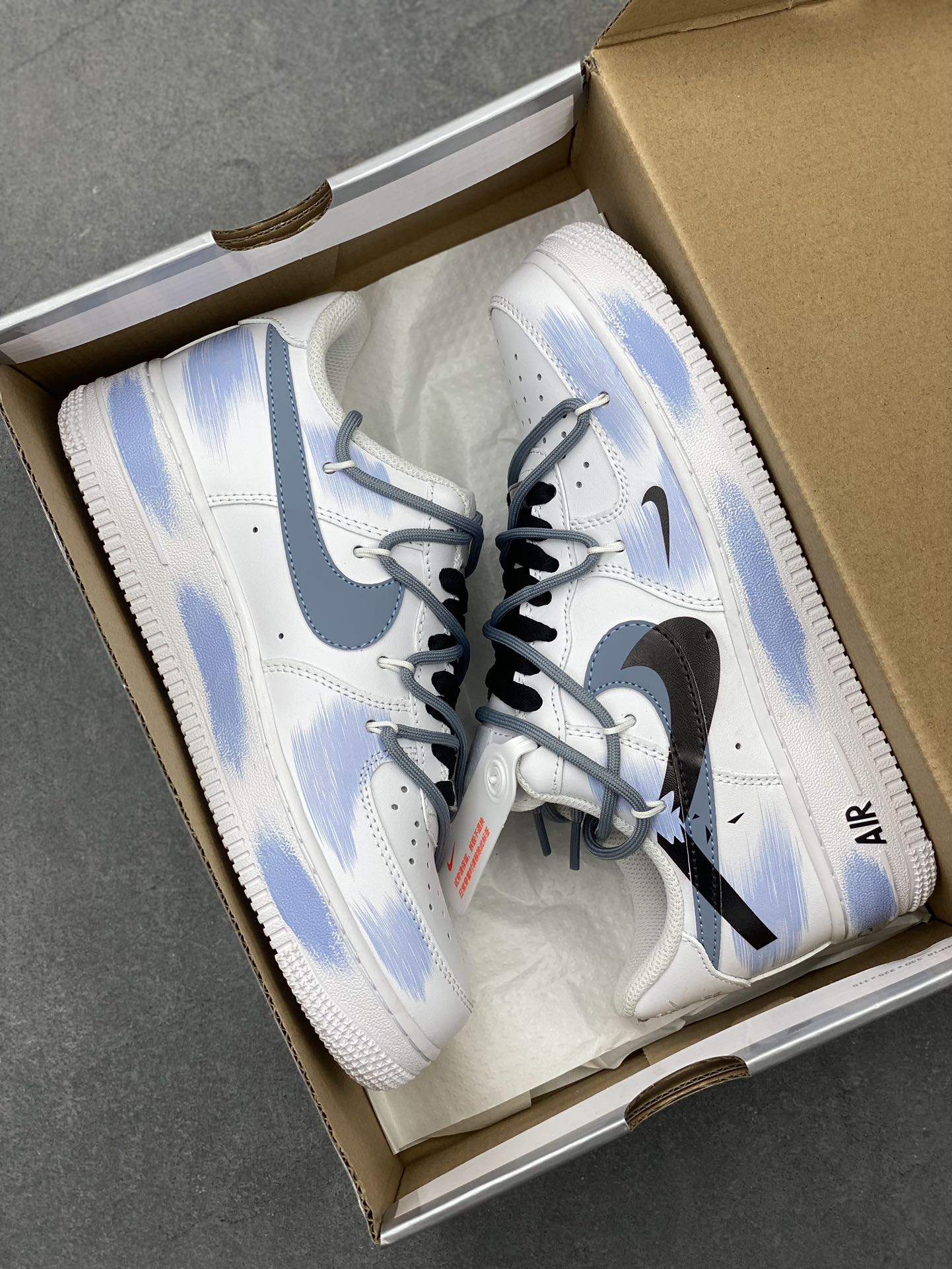 Nike Air Force 1 Low '07 Custom 'Broken Swoosh' White Blue Spray Paint 10 i1725300454 11 7