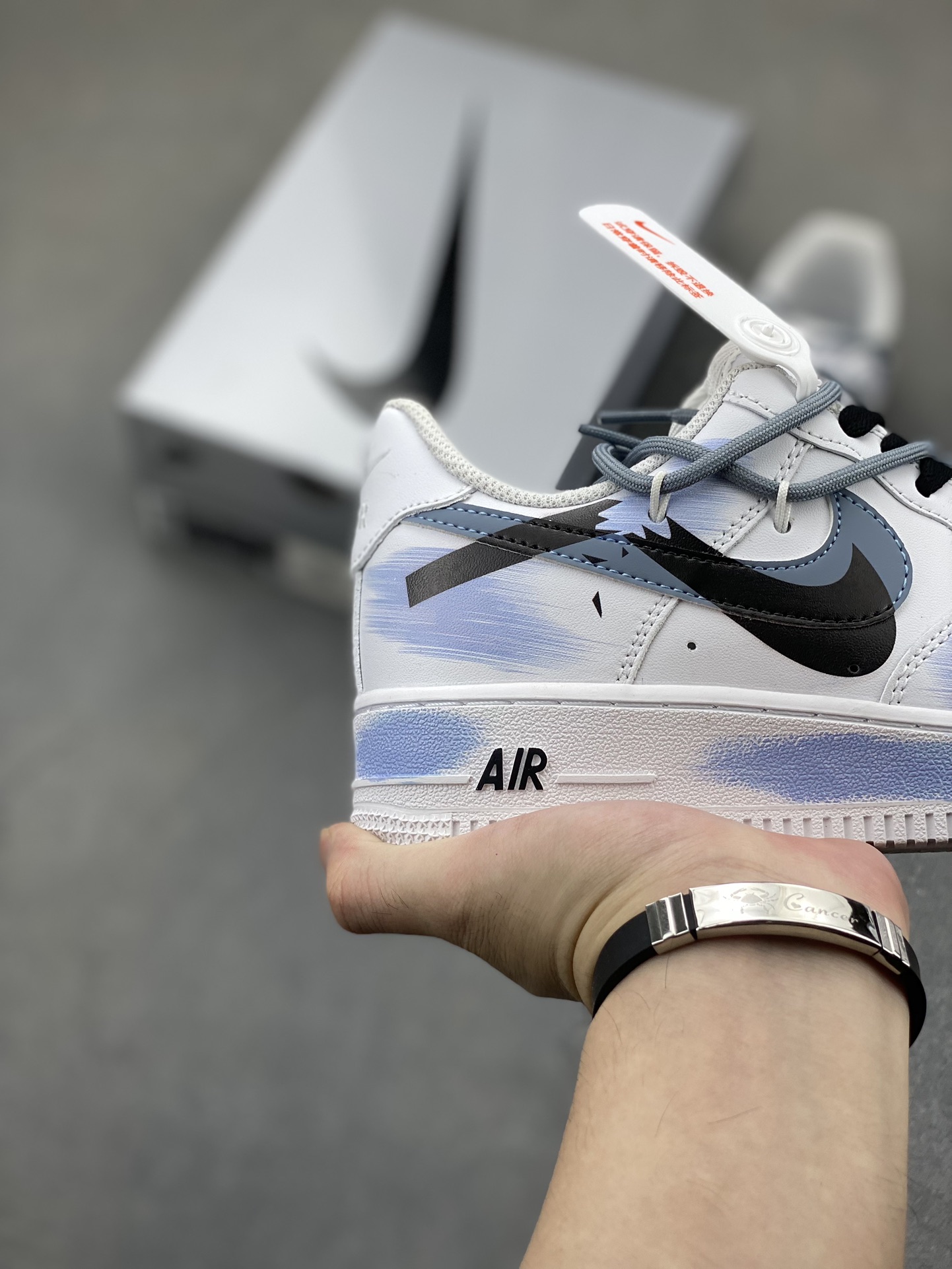 Nike Air Force 1 Low '07 Custom 'Broken Swoosh' White Blue Spray Paint 6 i1725300454 8973 5
