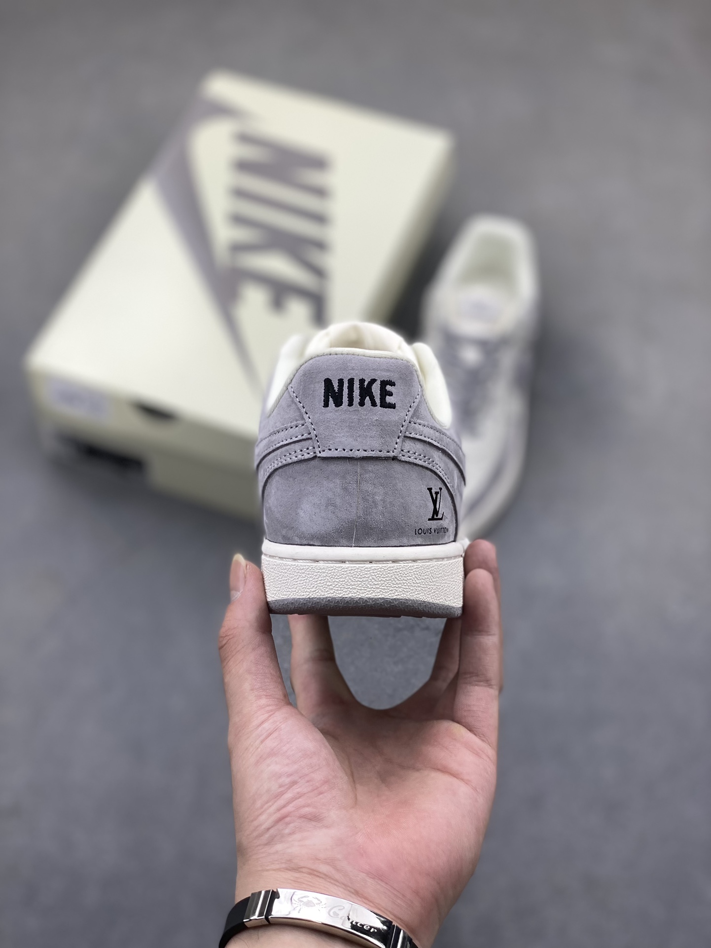 Nike Ebernon Low PRM x Louis Vuitton Custom Sneakers - Grey/White 5 i1725384542 6401 8