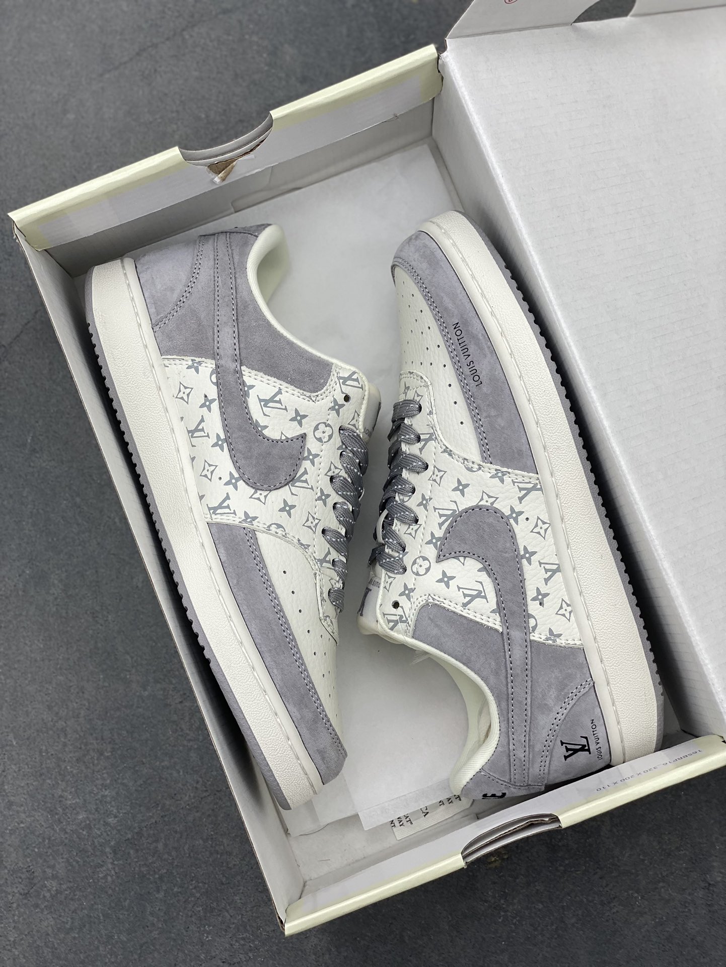 Nike Ebernon Low PRM x Louis Vuitton Custom Sneakers - Grey/White 10 i1725384542 7233 7